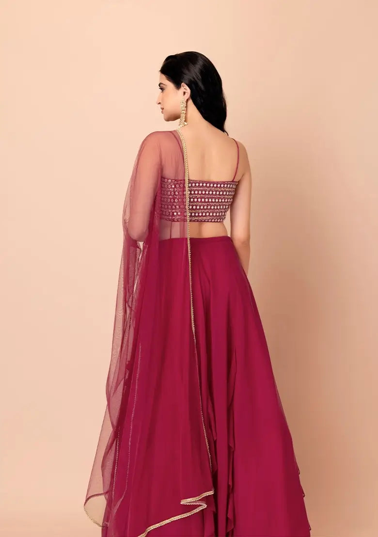 Pink Georgette Fancy Lehenga With Multiple Sequins Work