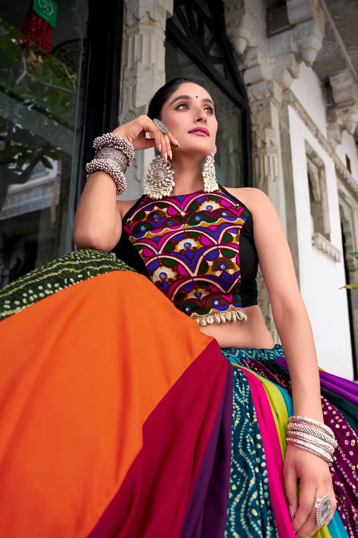 Multicolor Gamthi Wok & Printed Chaniya Choli
