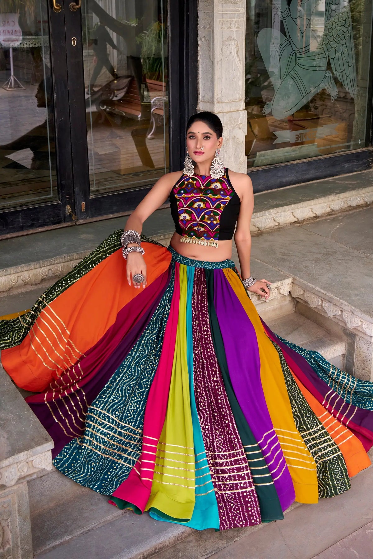 Multicolor Gamthi Wok & Printed Chaniya Choli