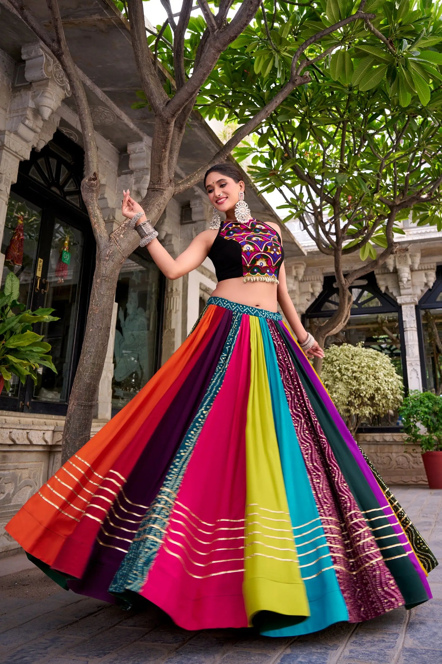 Multicolor Gamthi Wok & Printed Chaniya Choli