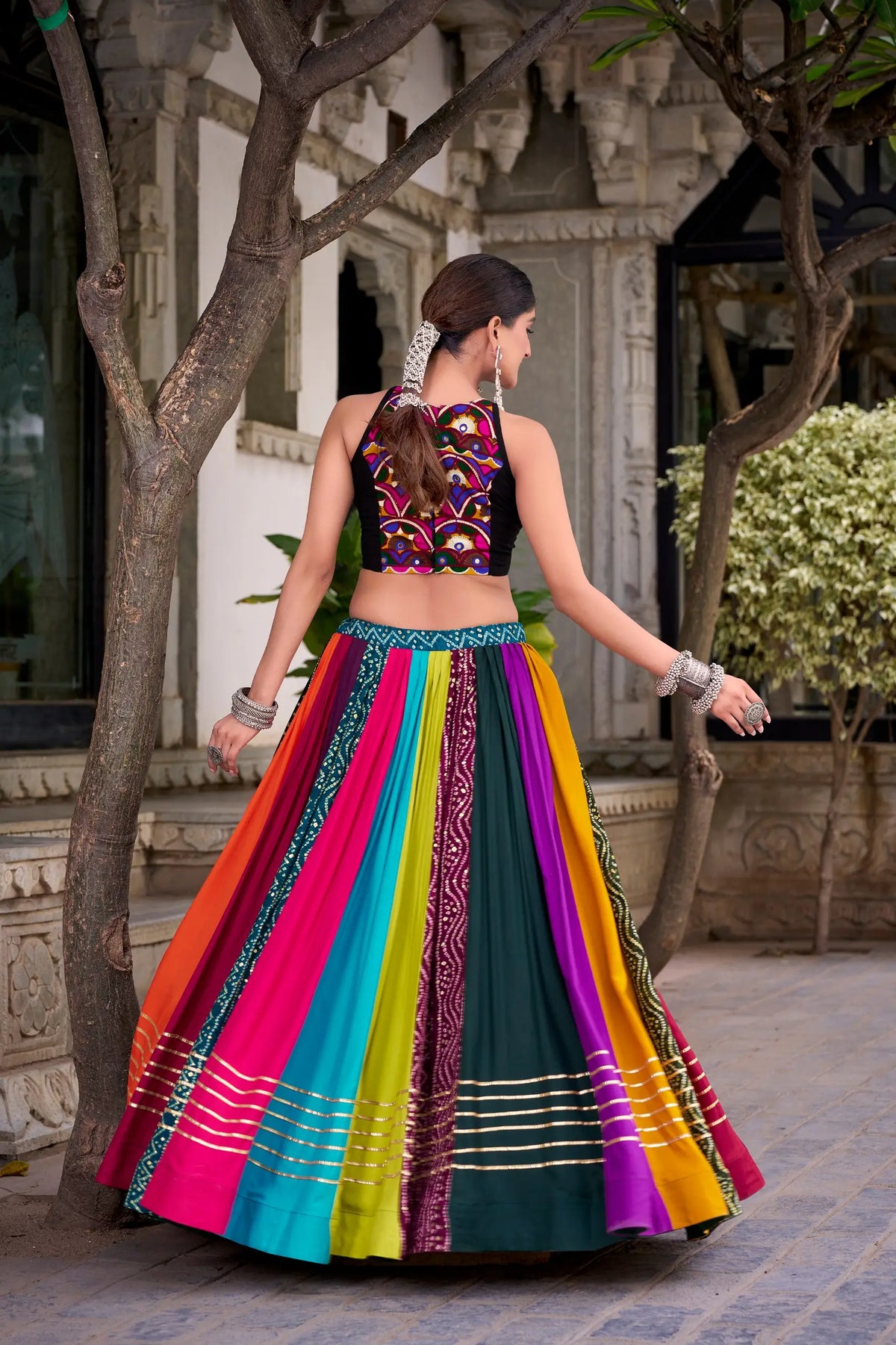 Multicolor Gamthi Wok & Printed Chaniya Choli