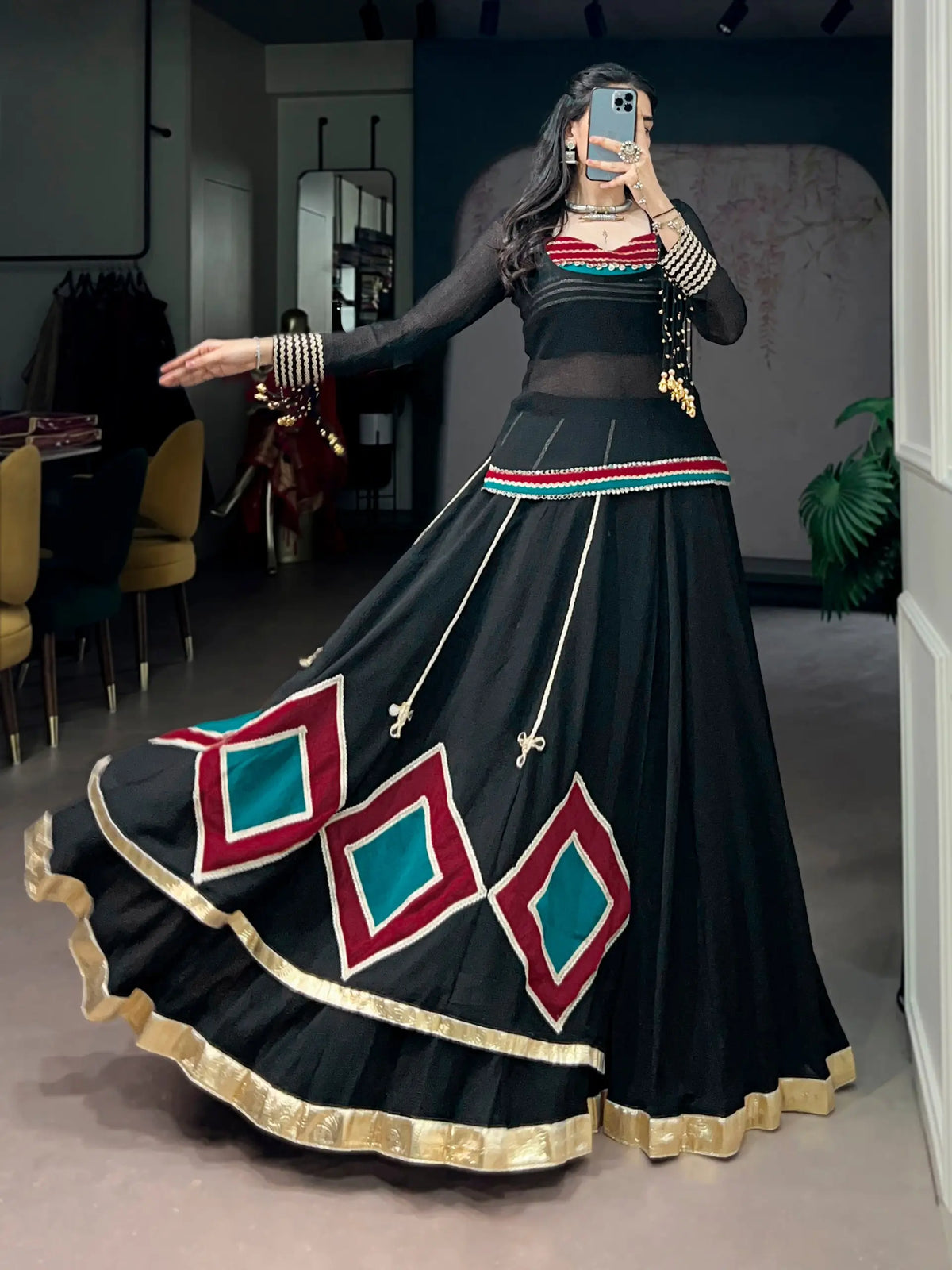 Black Stylish Navratri Lehenga Choli