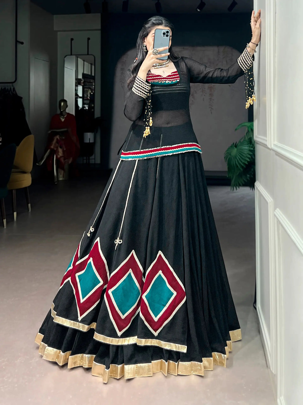 Black Stylish Navratri Lehenga Choli