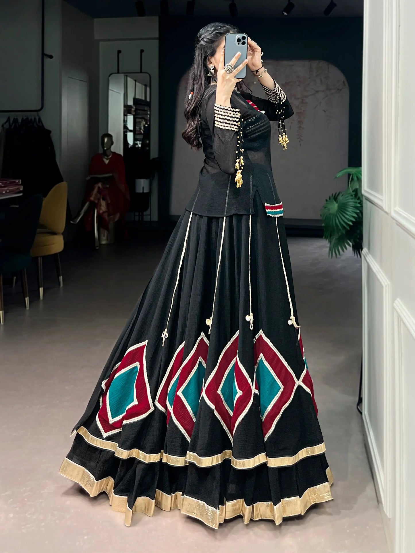 Black Stylish Navratri Lehenga Choli