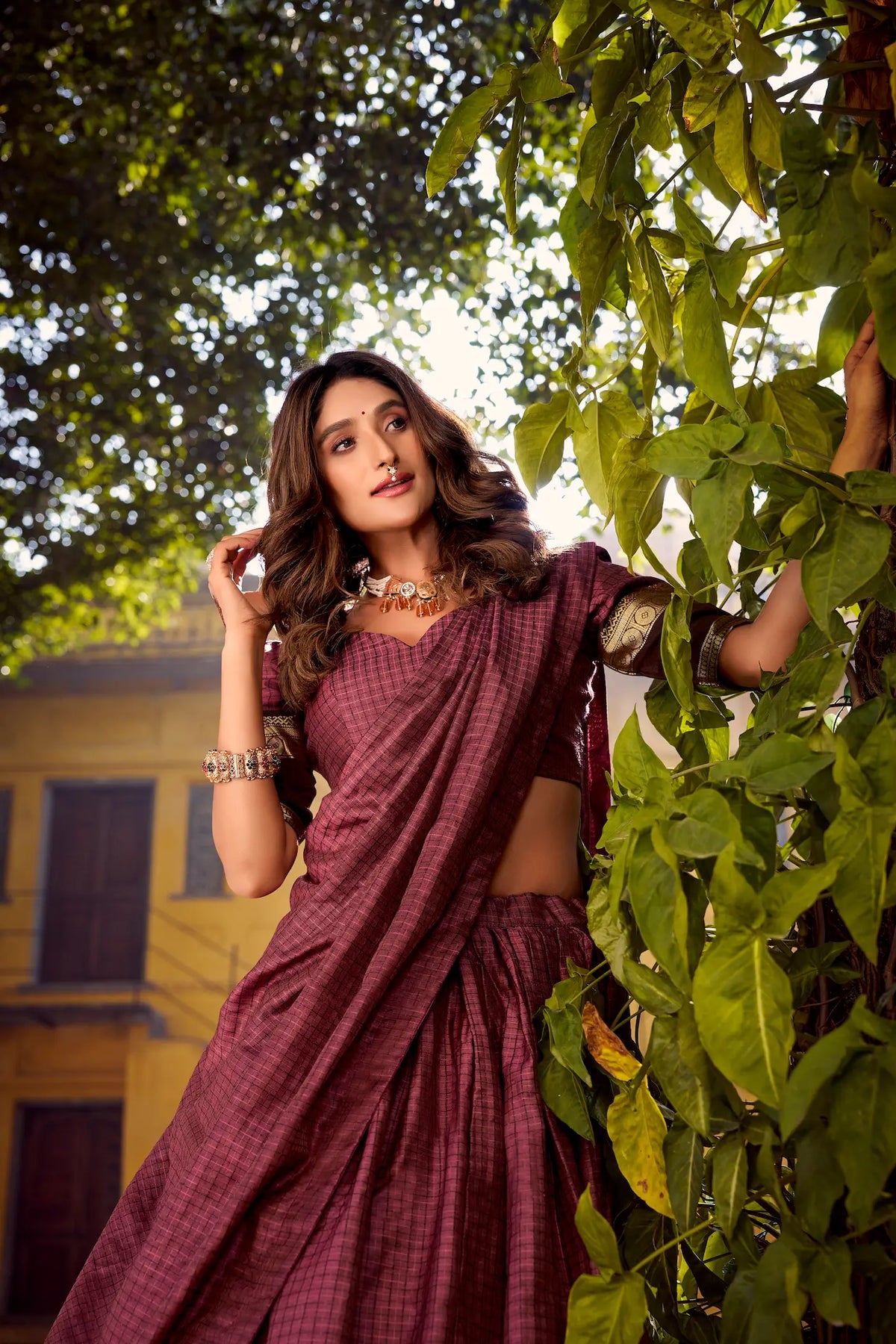Mulberry Zari Weaving Cotton Lehenga choli