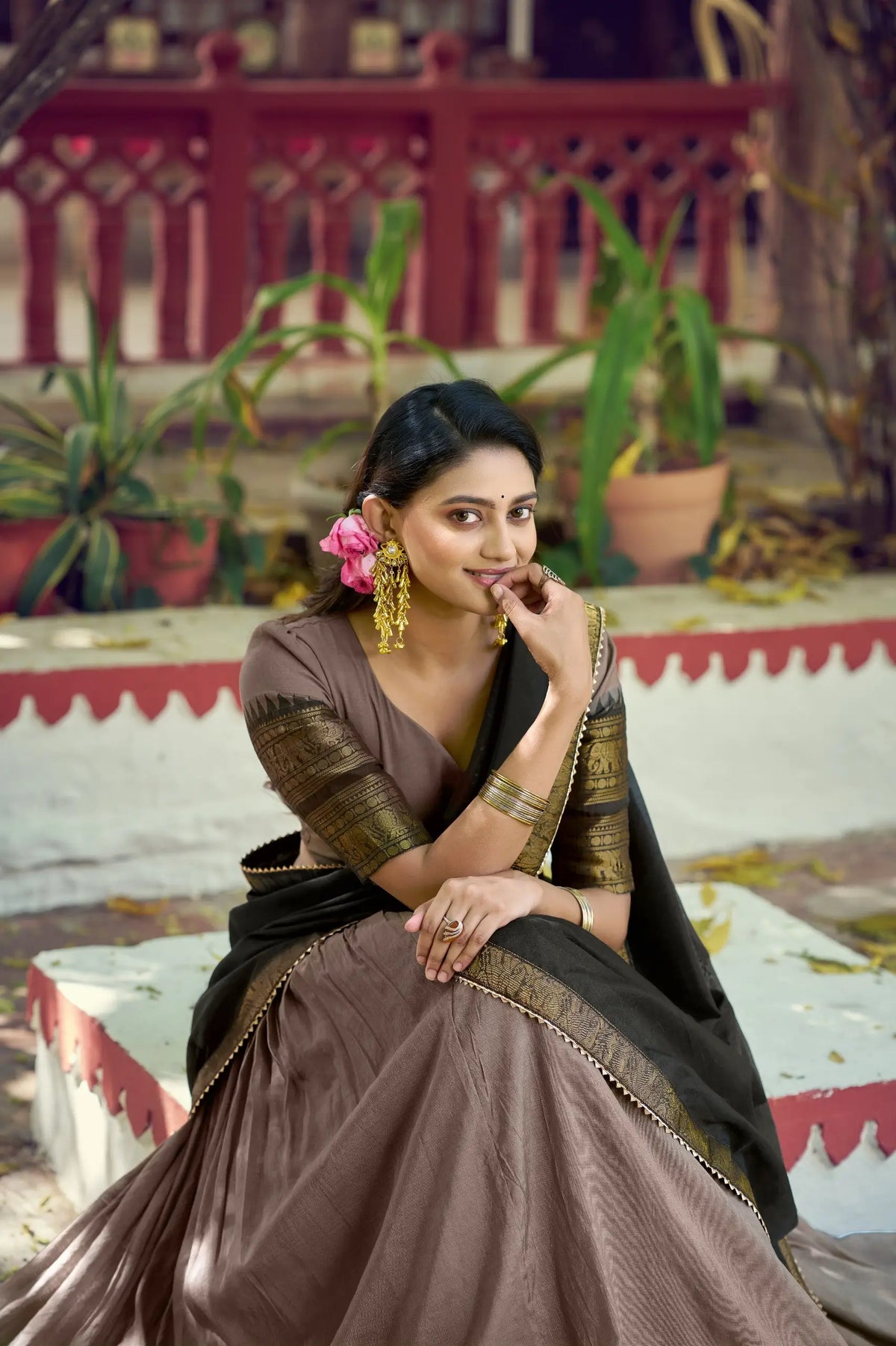 Dusty Brown South Indian Lehenga Choli