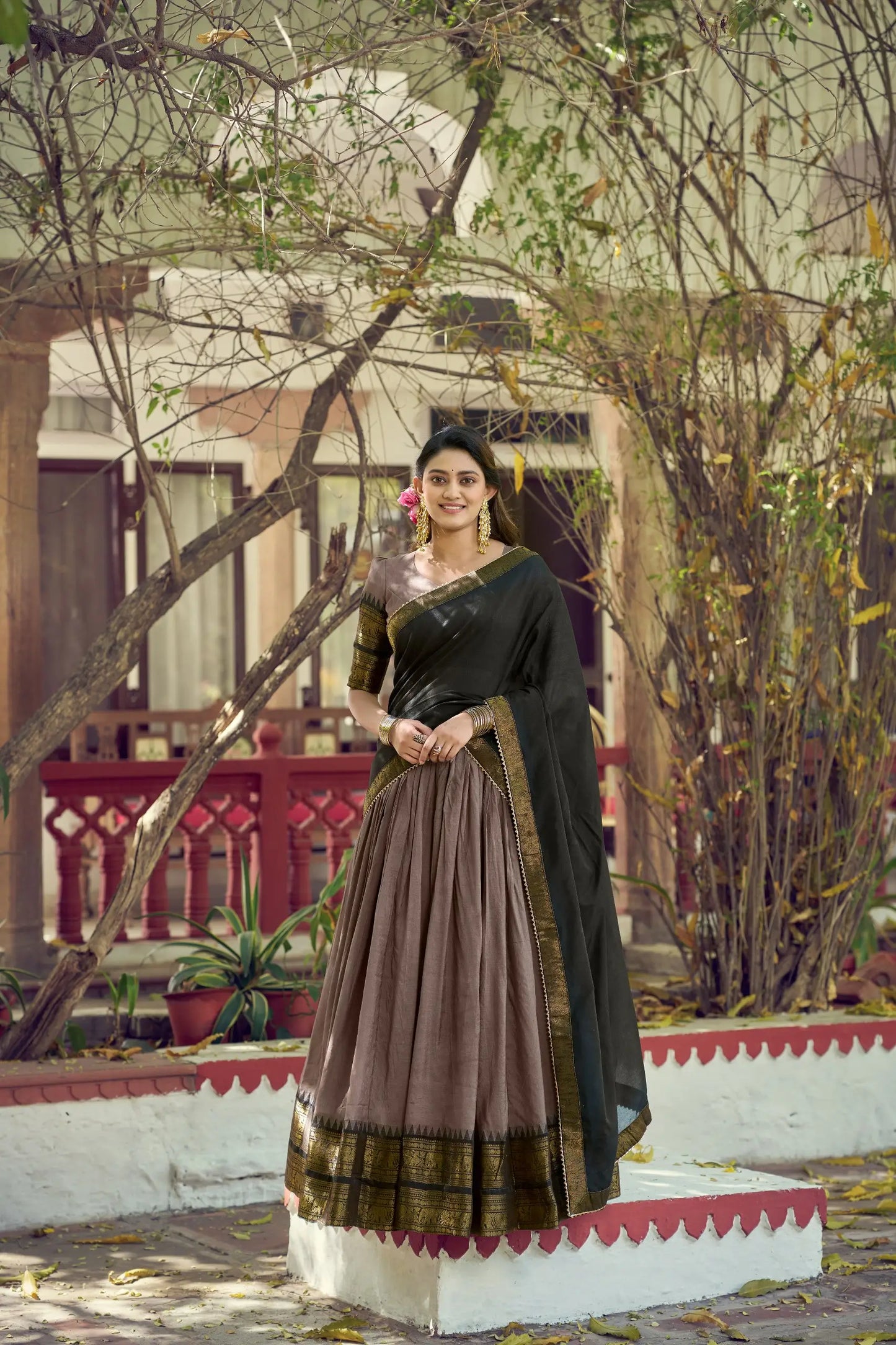 Dusty Brown South Indian Lehenga Choli