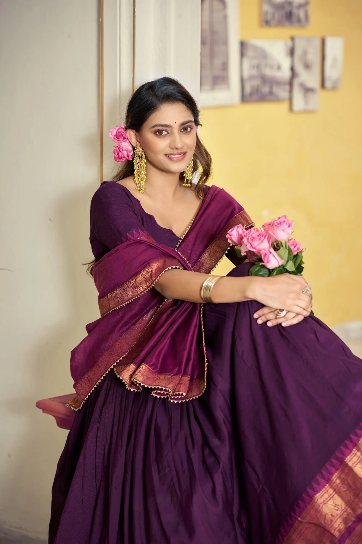 Grape Purple South Indian Lehenga Choli