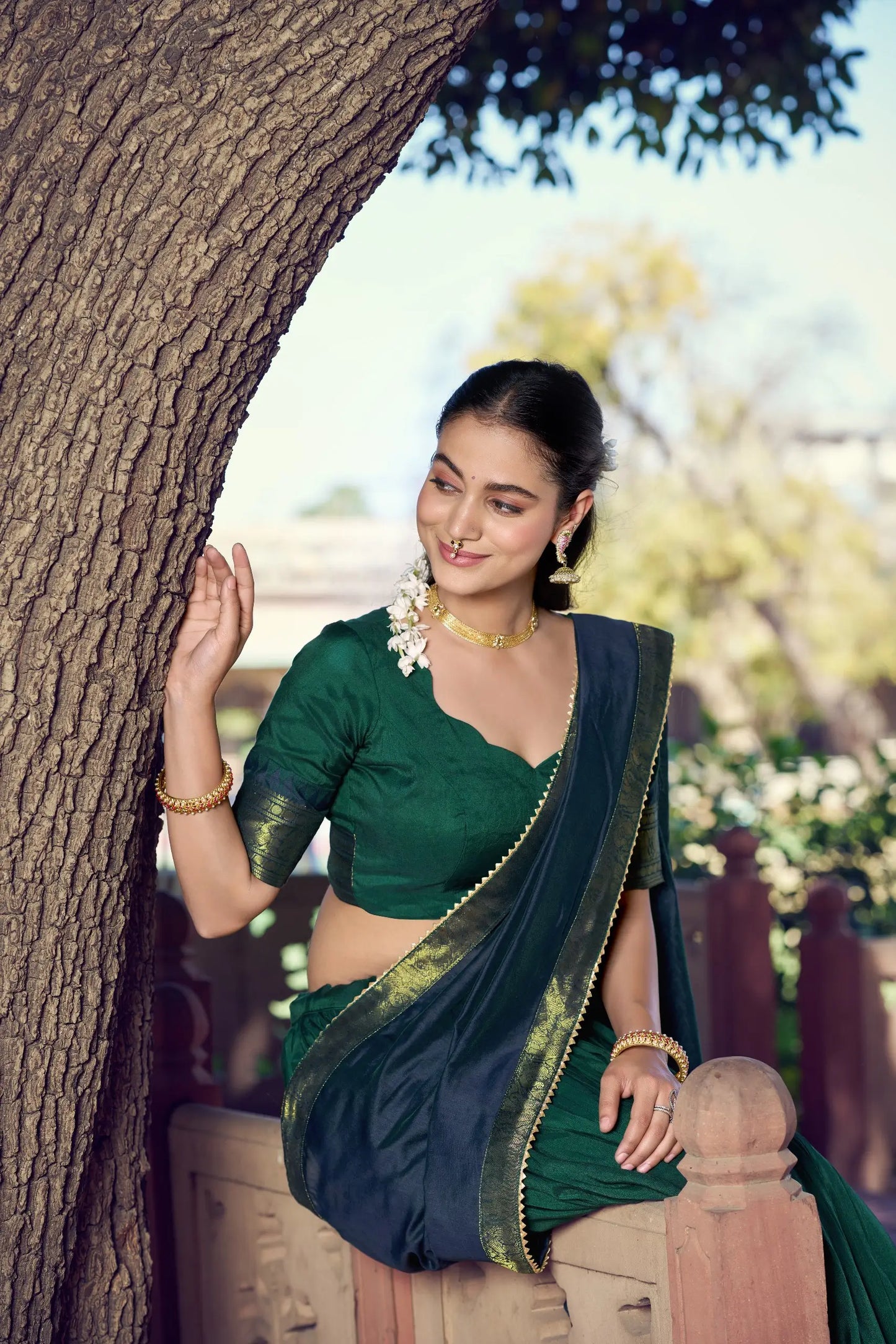 Deep Green South Indian Lehenga Choli