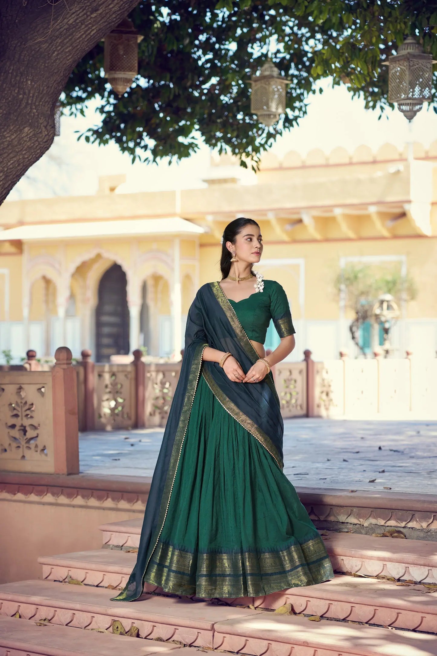 Deep Green South Indian Lehenga Choli