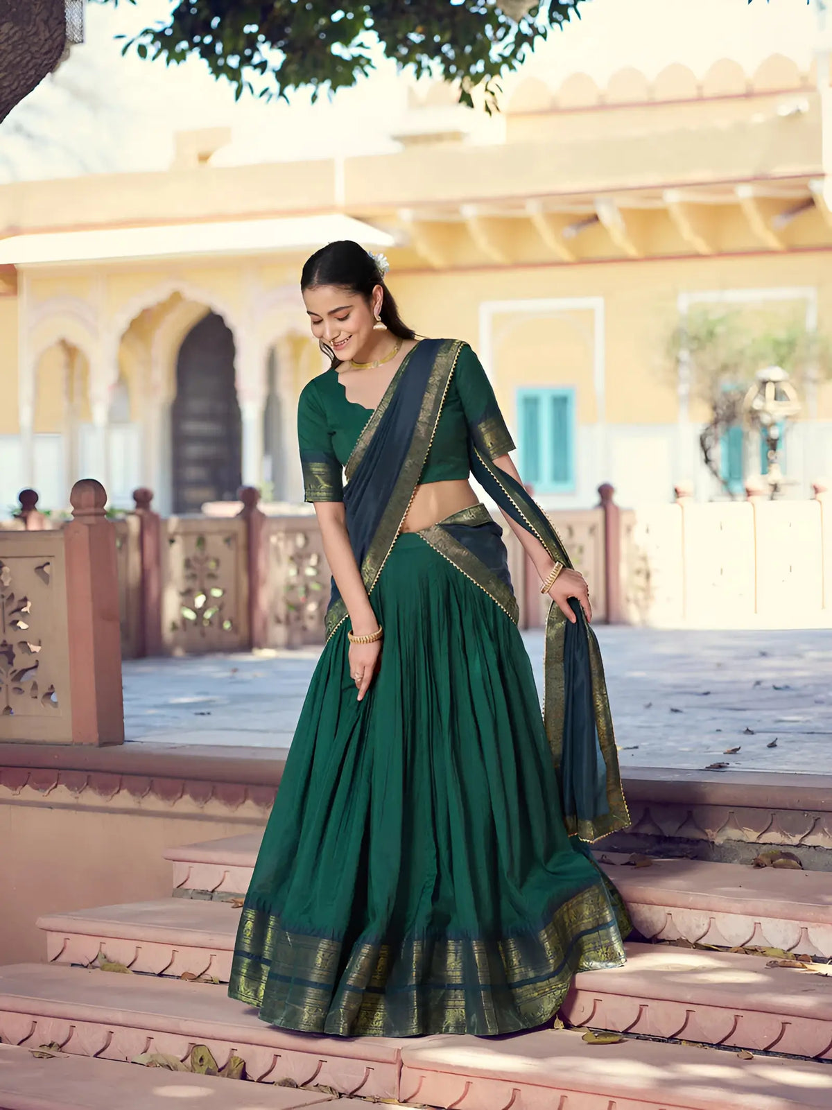 Deep Green South Indian Lehenga Choli