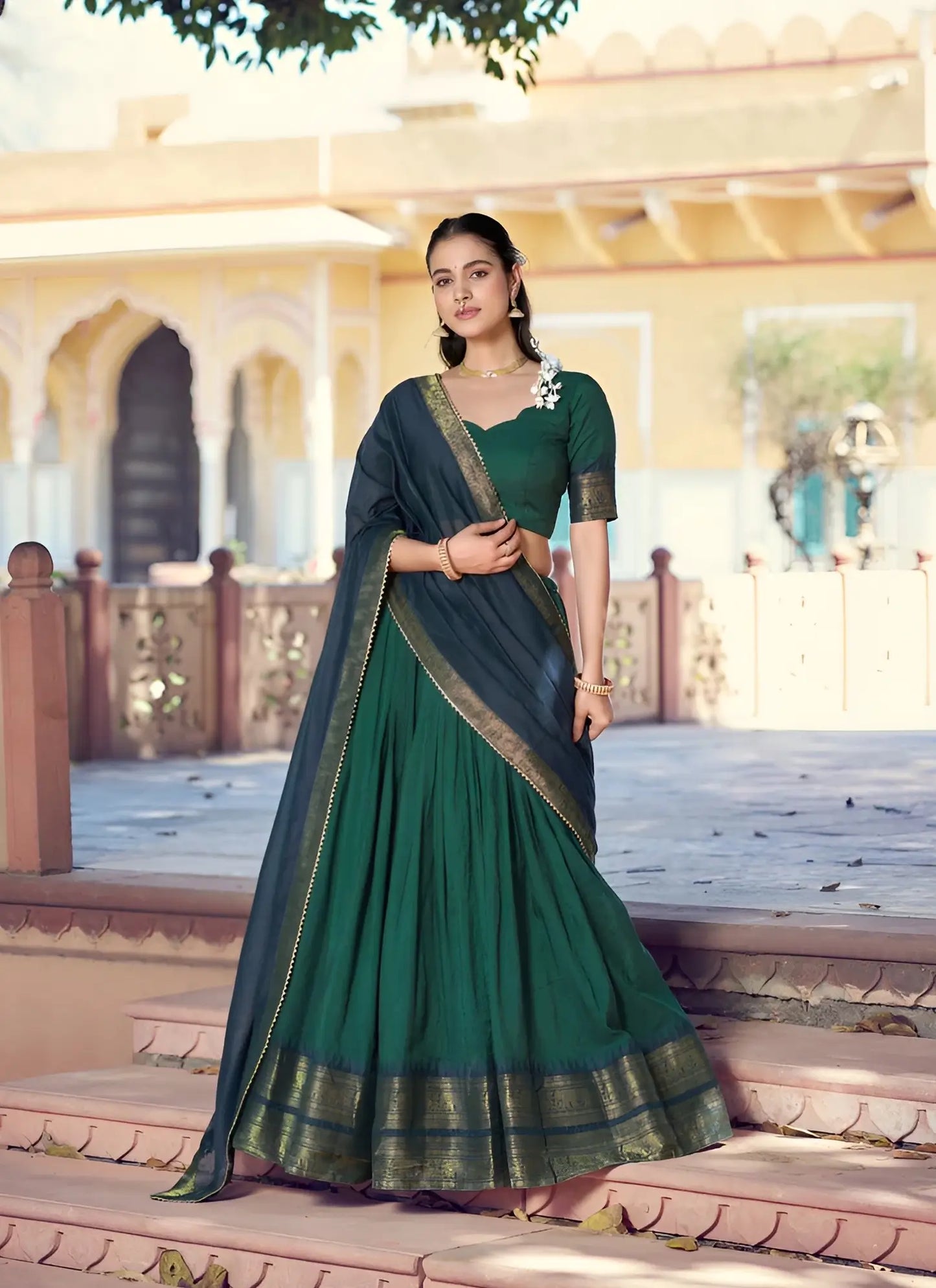 Deep Green South Indian Lehenga Choli