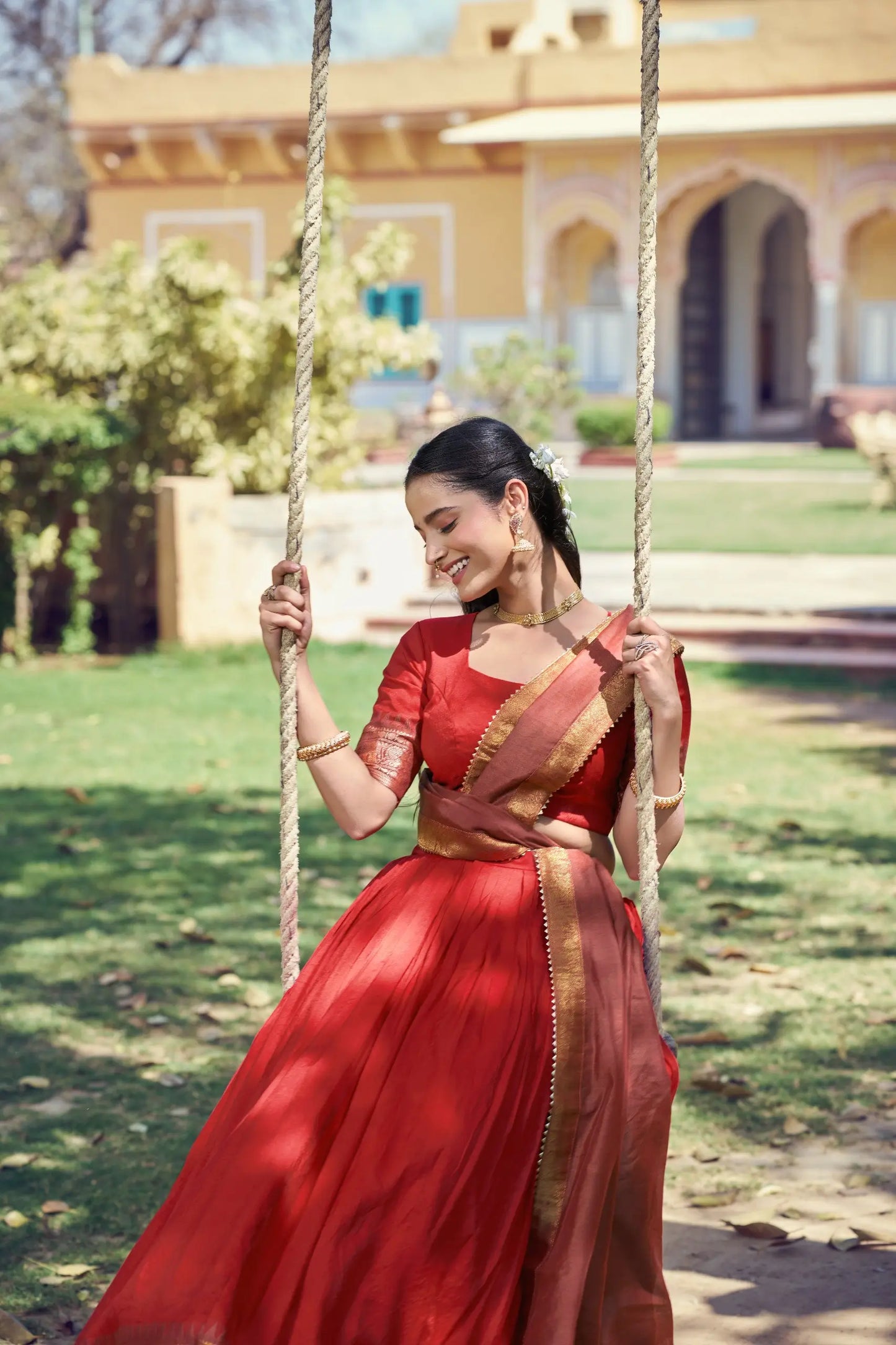 Rust Red South Indian Lehenga Choli