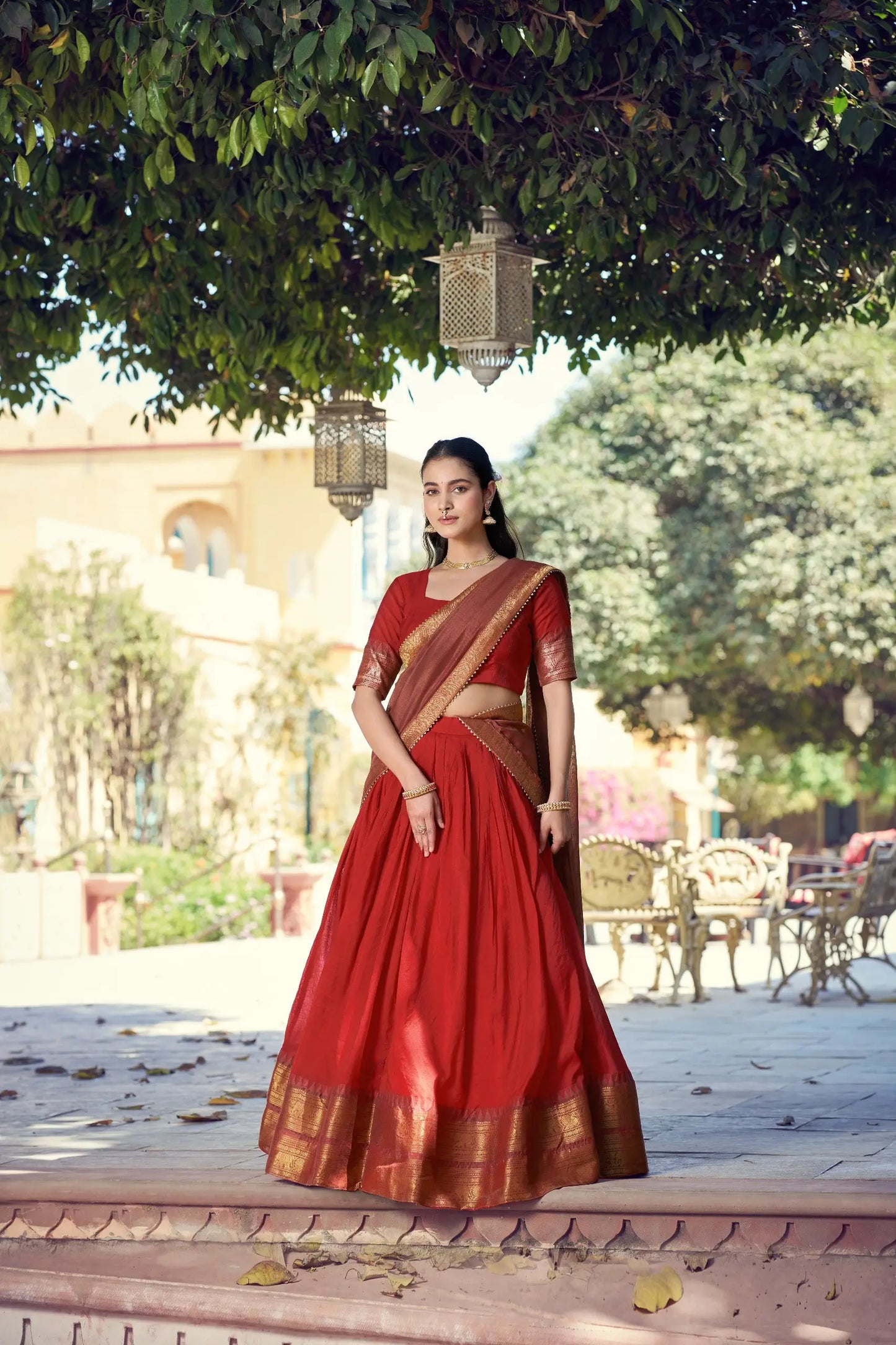 Rust Red South Indian Lehenga Choli
