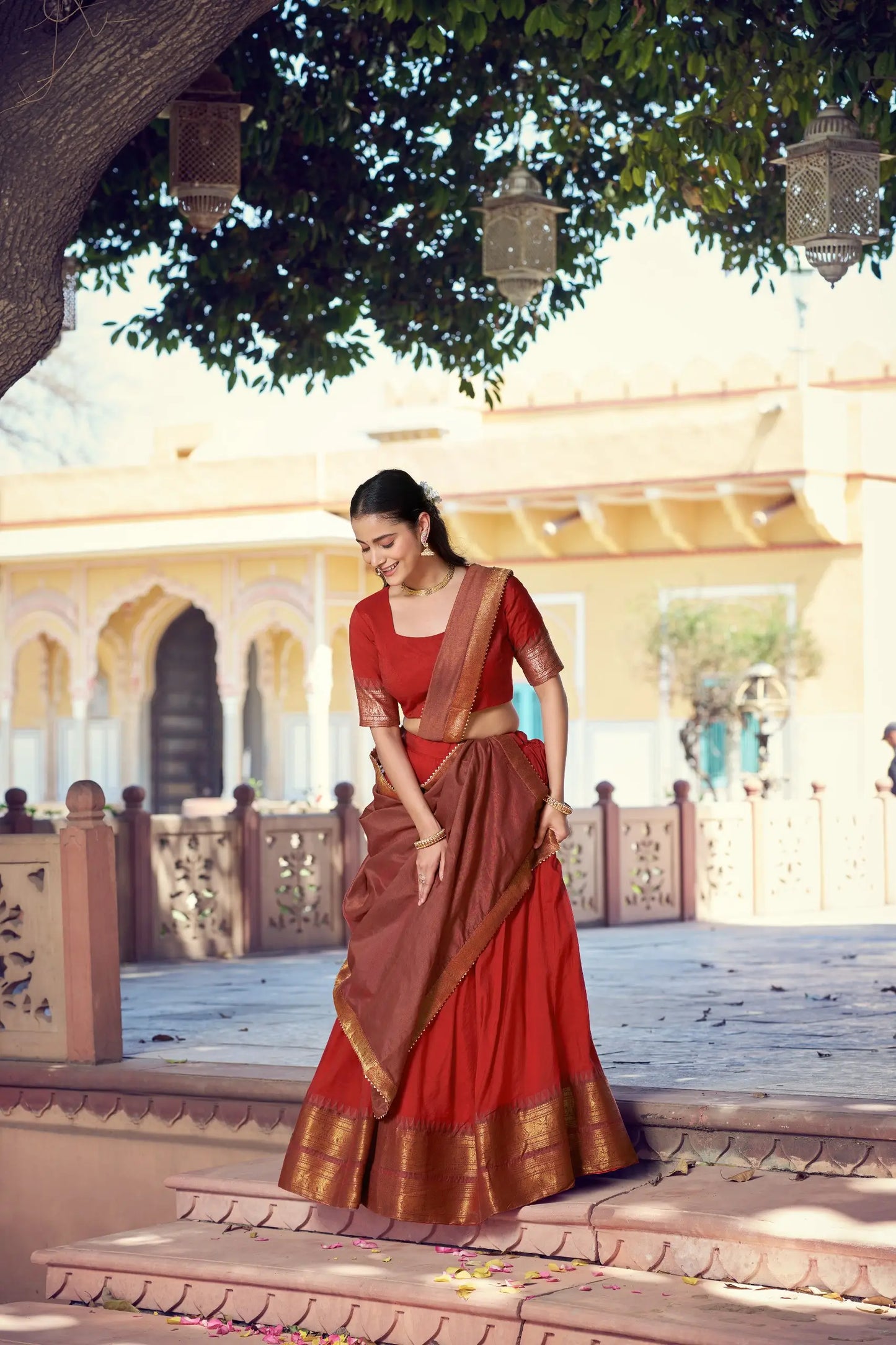 Rust Red South Indian Lehenga Choli
