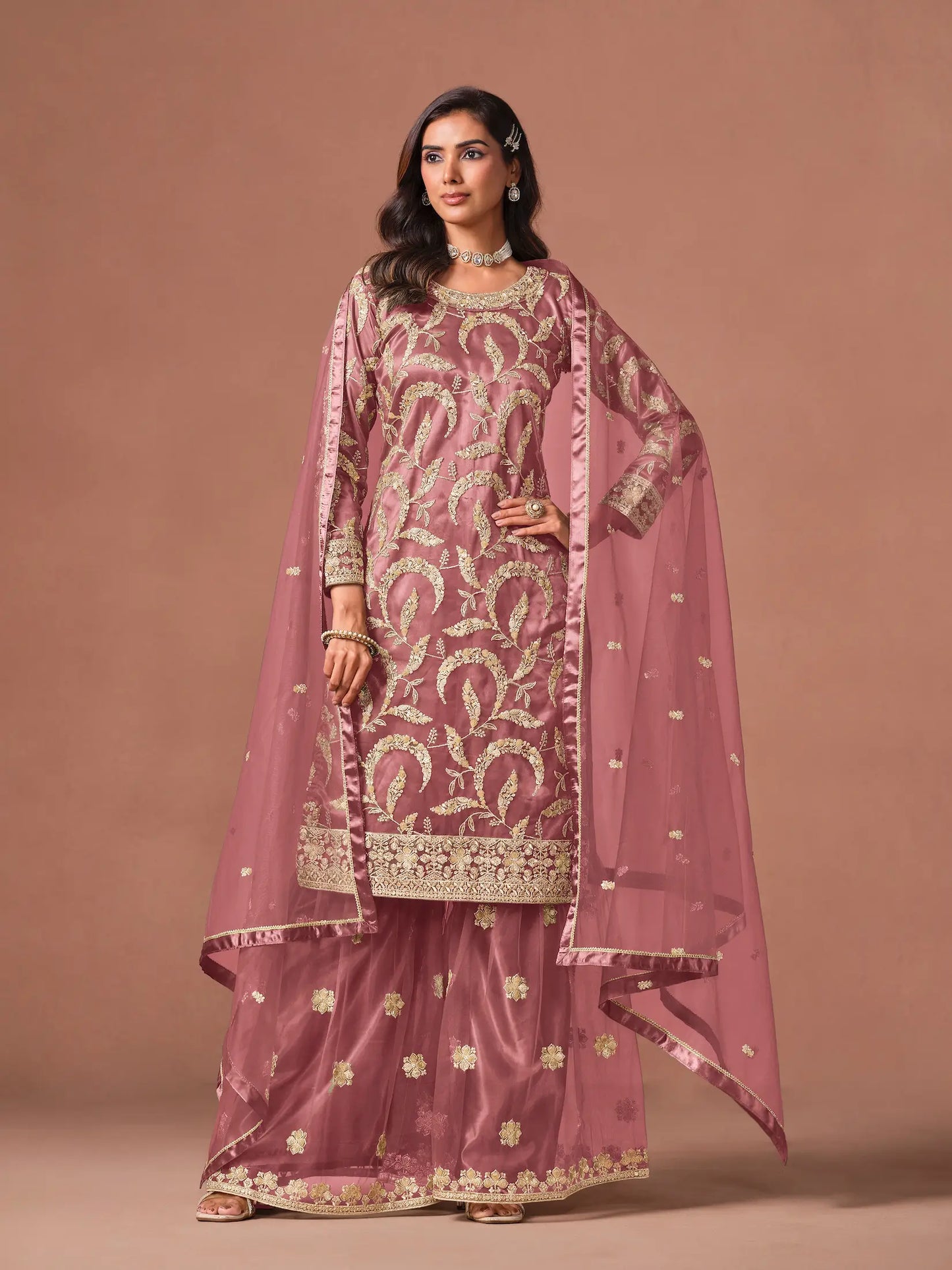 Dusty Pink Embroidered Salwar Suit