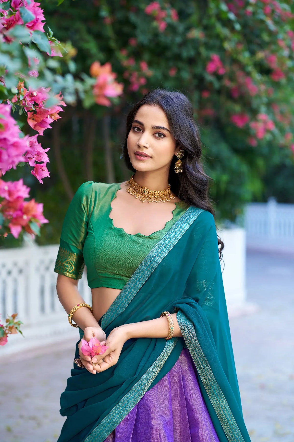 Lavender Kanchipuram Lehenga Choli