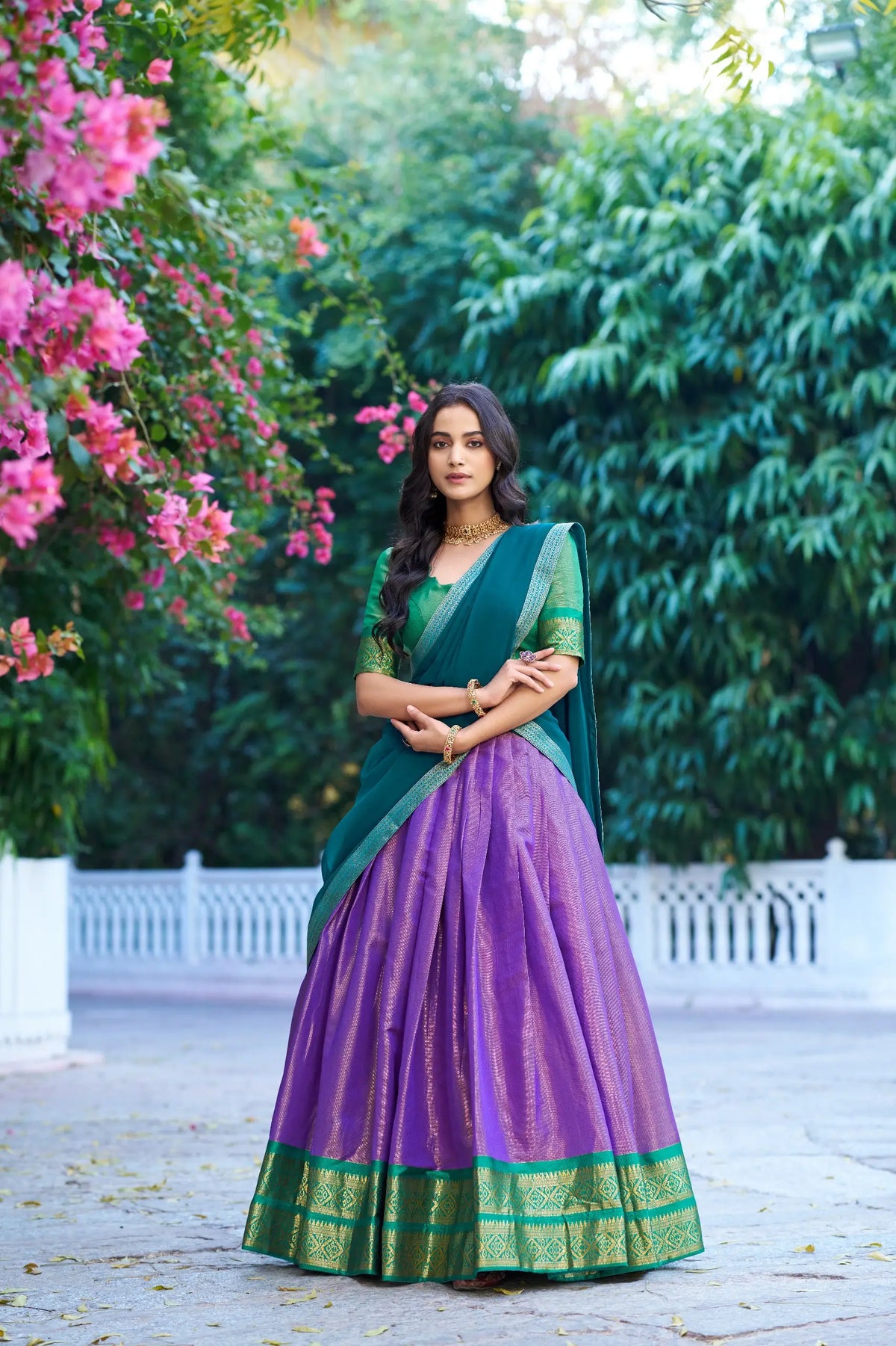 Lavender Kanchipuram Lehenga Choli