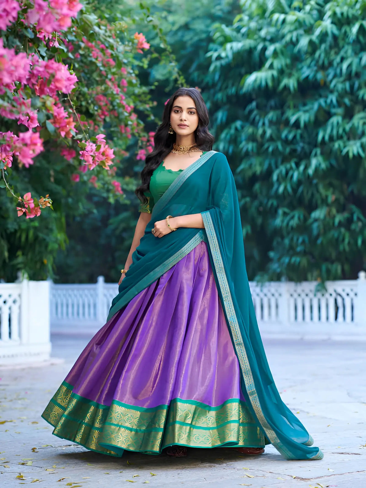 Lavender Kanchipuram Lehenga Choli