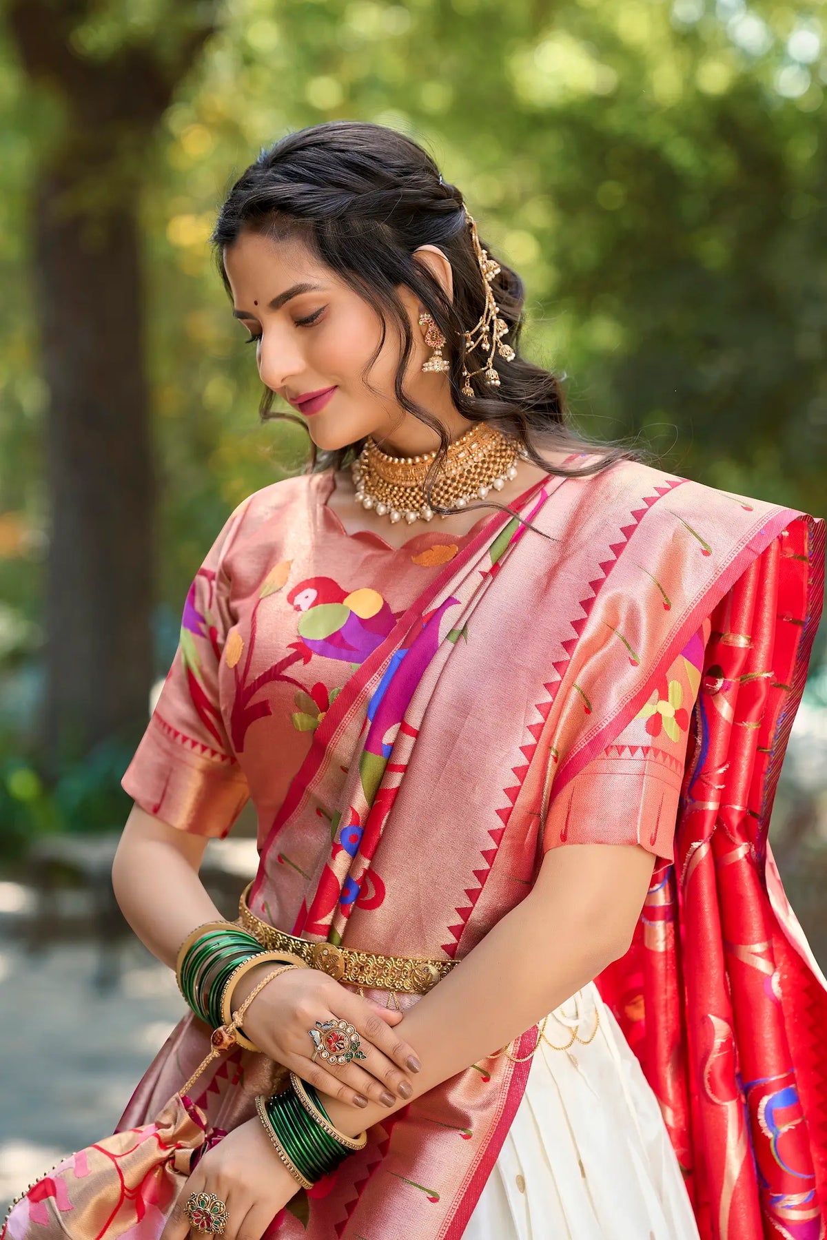 White Jacquard Silk Lehenga Choli With Zari Weaving  Work
