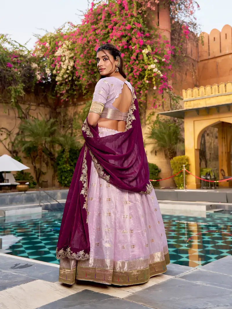 Mauve Pink Paithani Lehenga Choli