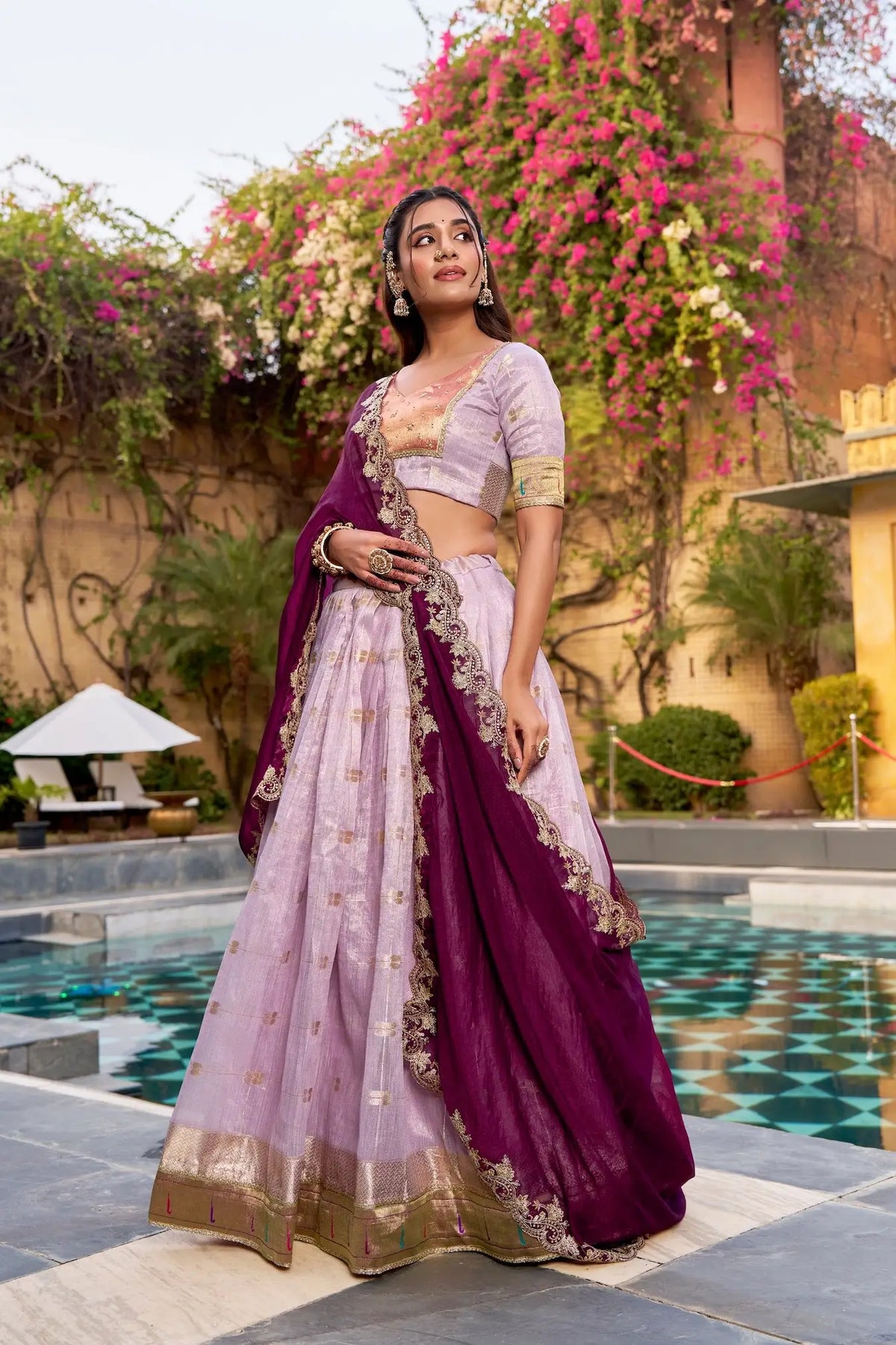 Mauve Pink Paithani Lehenga Choli