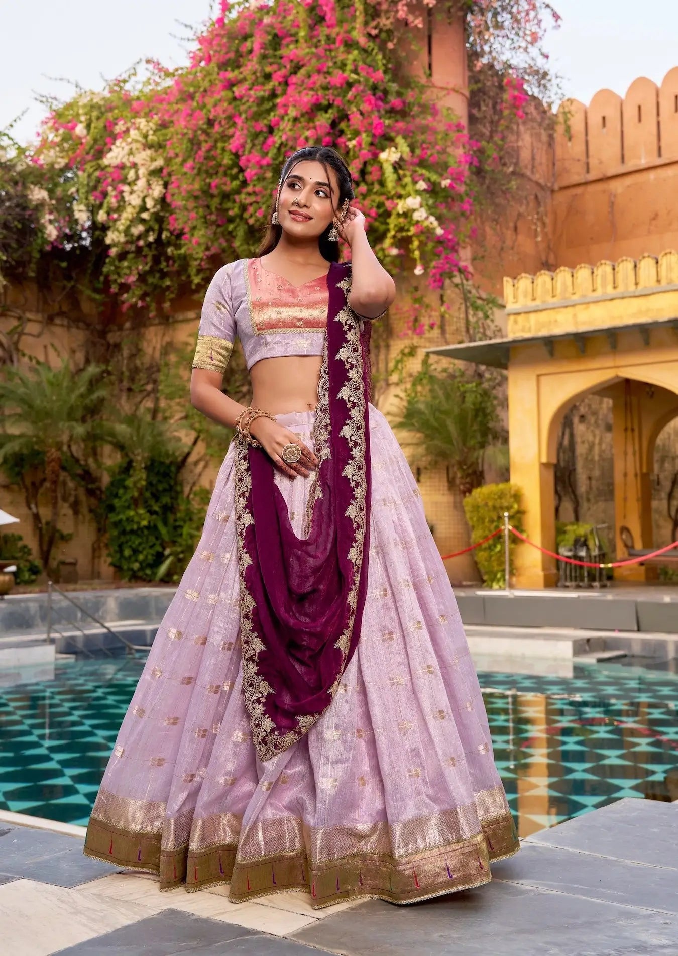 Mauve Pink Paithani Lehenga Choli