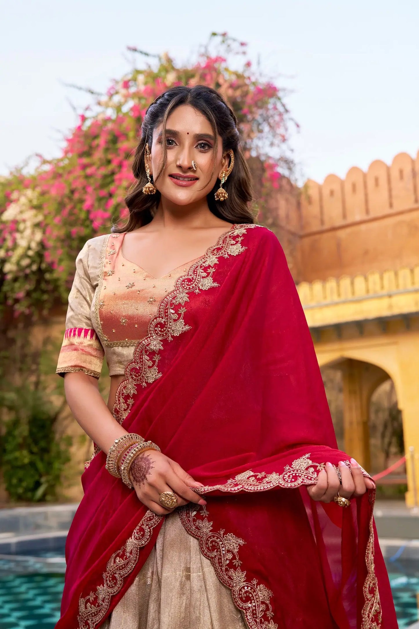 Light Beige Paithani Lehenga Choli