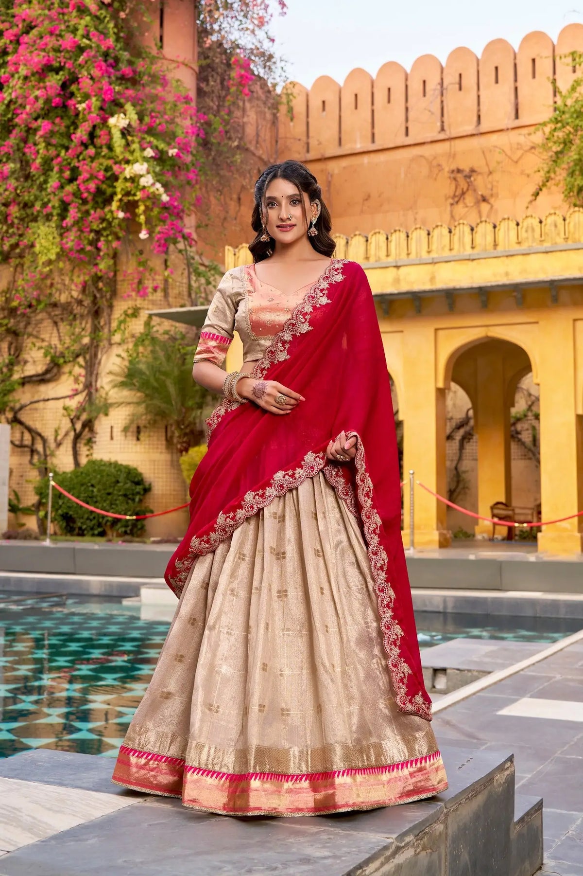 Light Beige Paithani Lehenga Choli