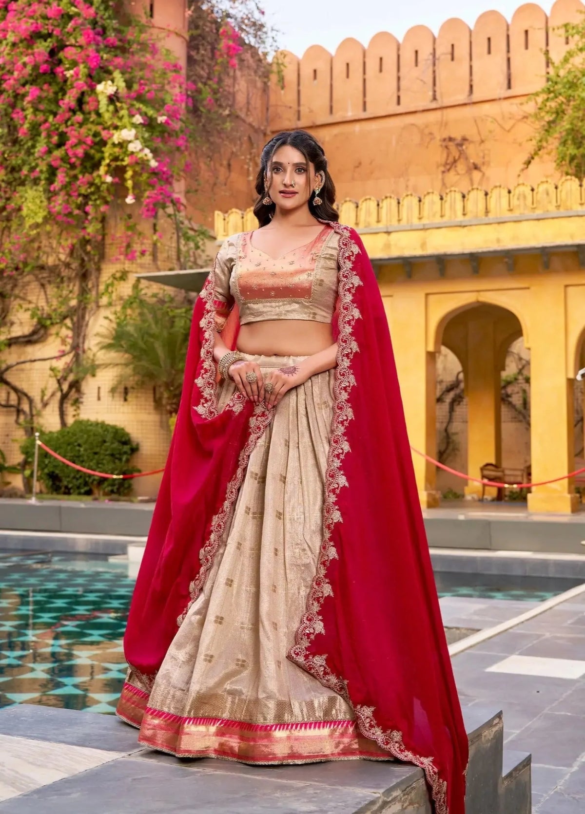Light Beige Paithani Lehenga Choli