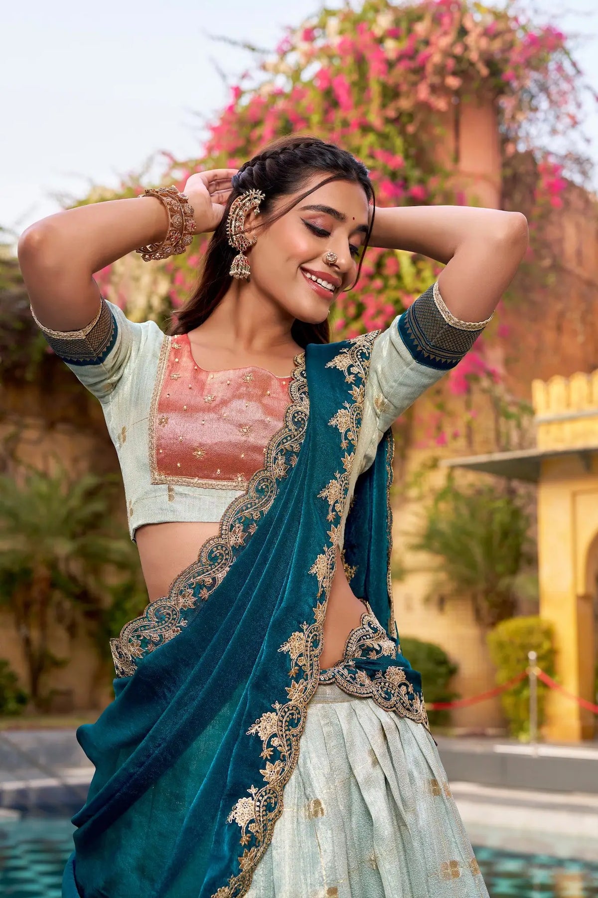 Sea Blue Paithani Lehenga Choli