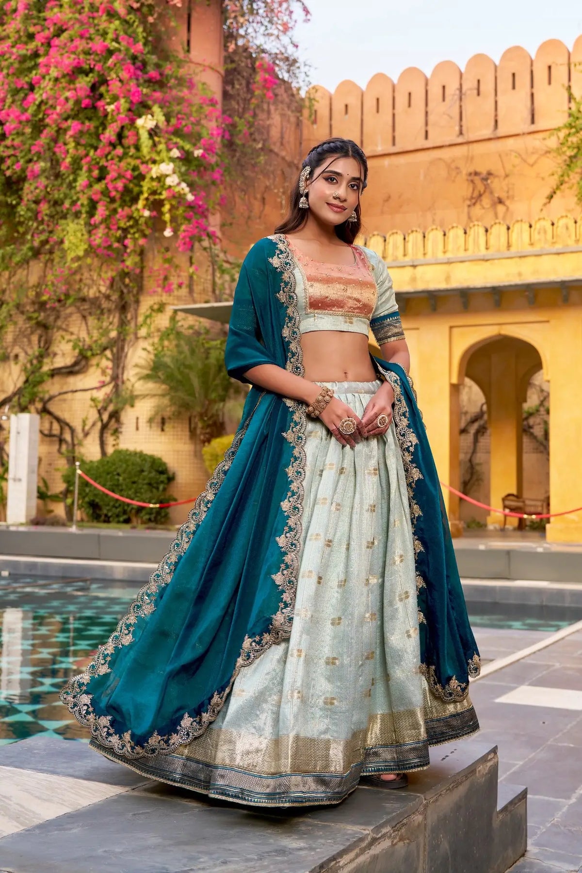Sea Blue Paithani Lehenga Choli