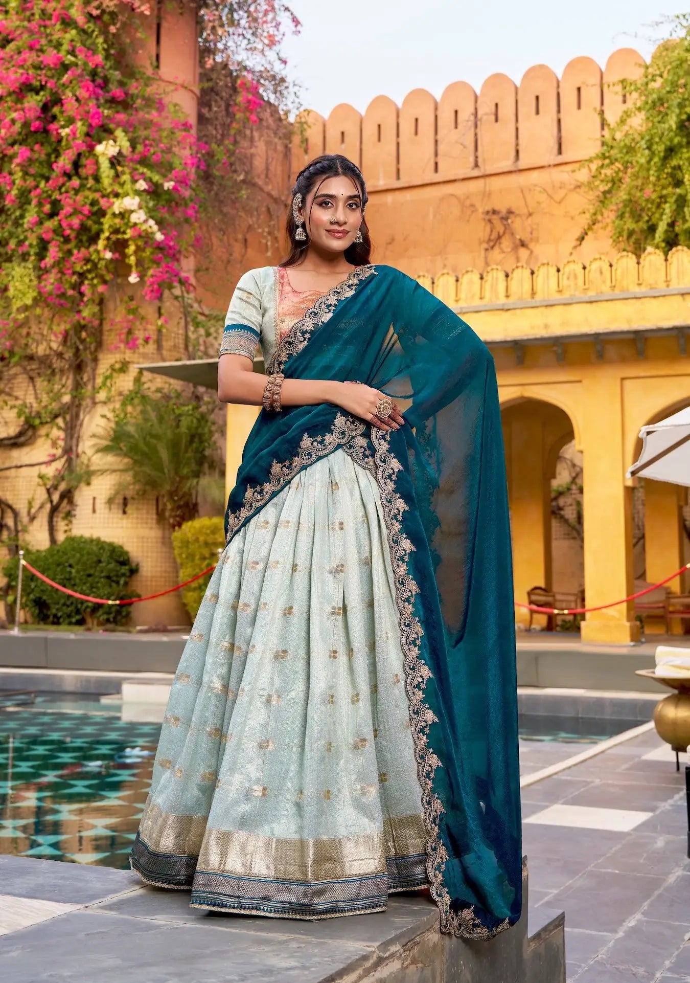 Sea Blue Paithani Lehenga Choli