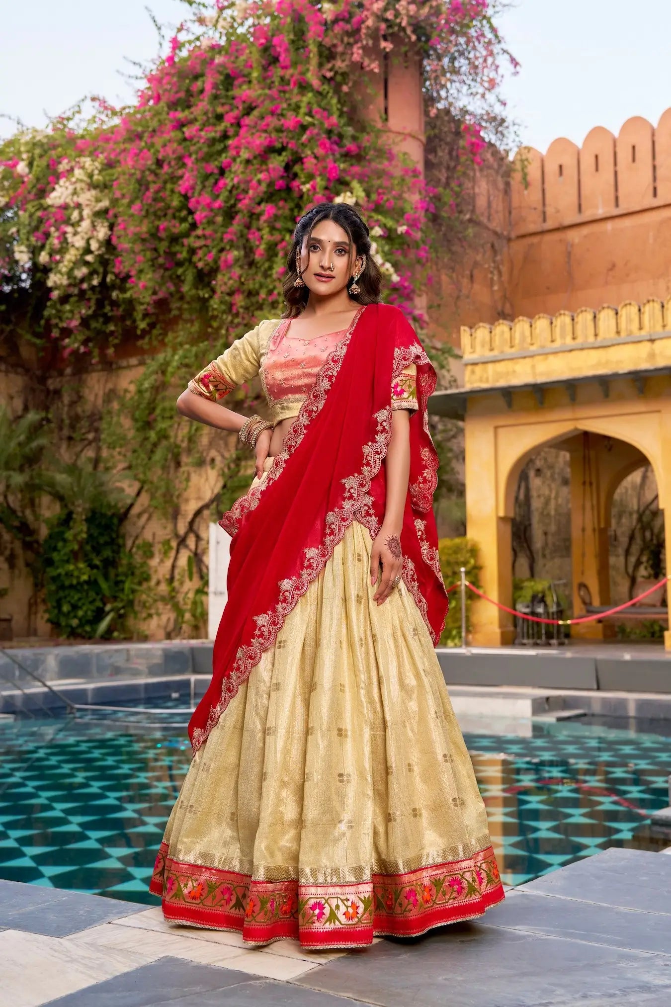 Sand Yellow Paithani Lehenga Choli