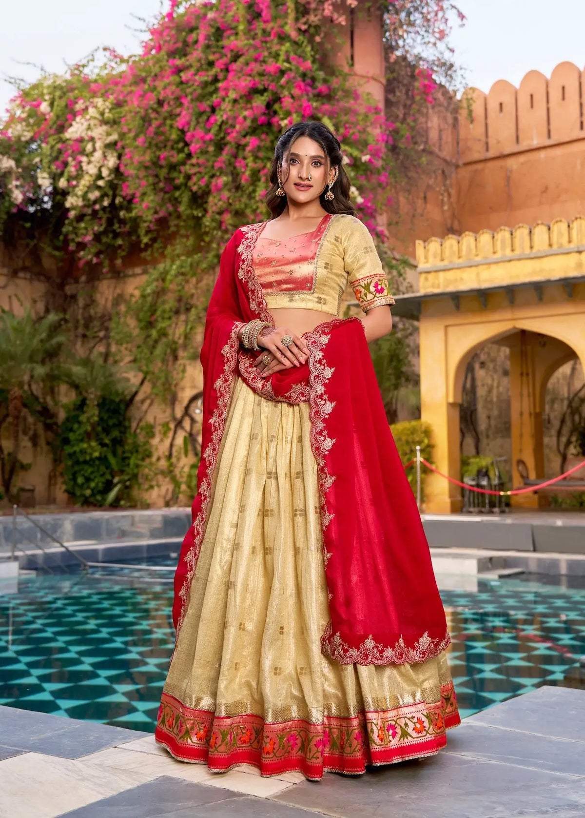 Sand Yellow Paithani Lehenga Choli