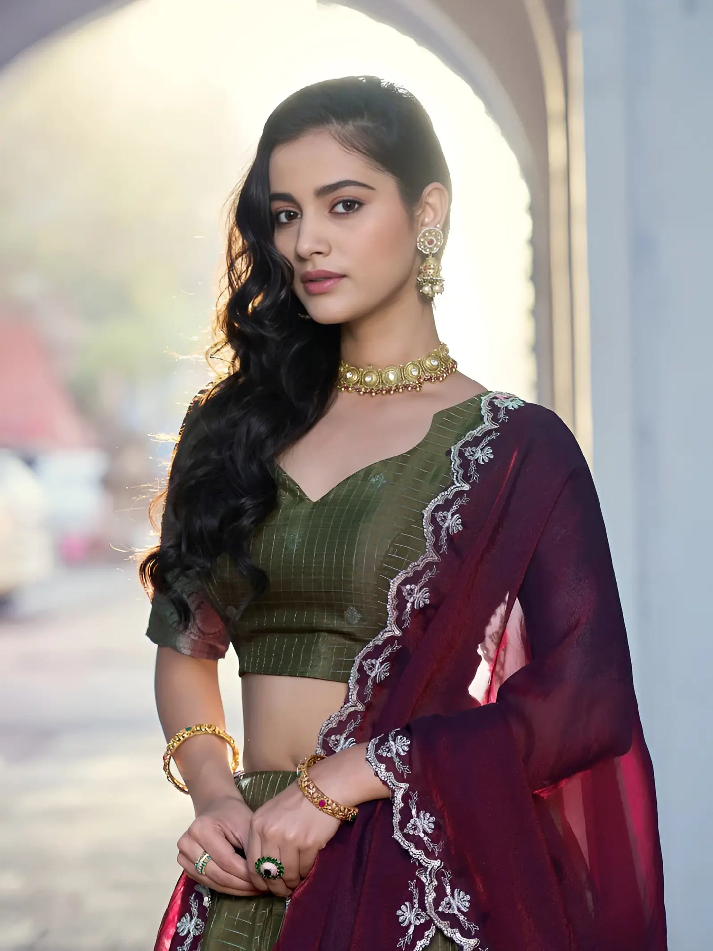 Hazel Green South indian Lehenga Choli