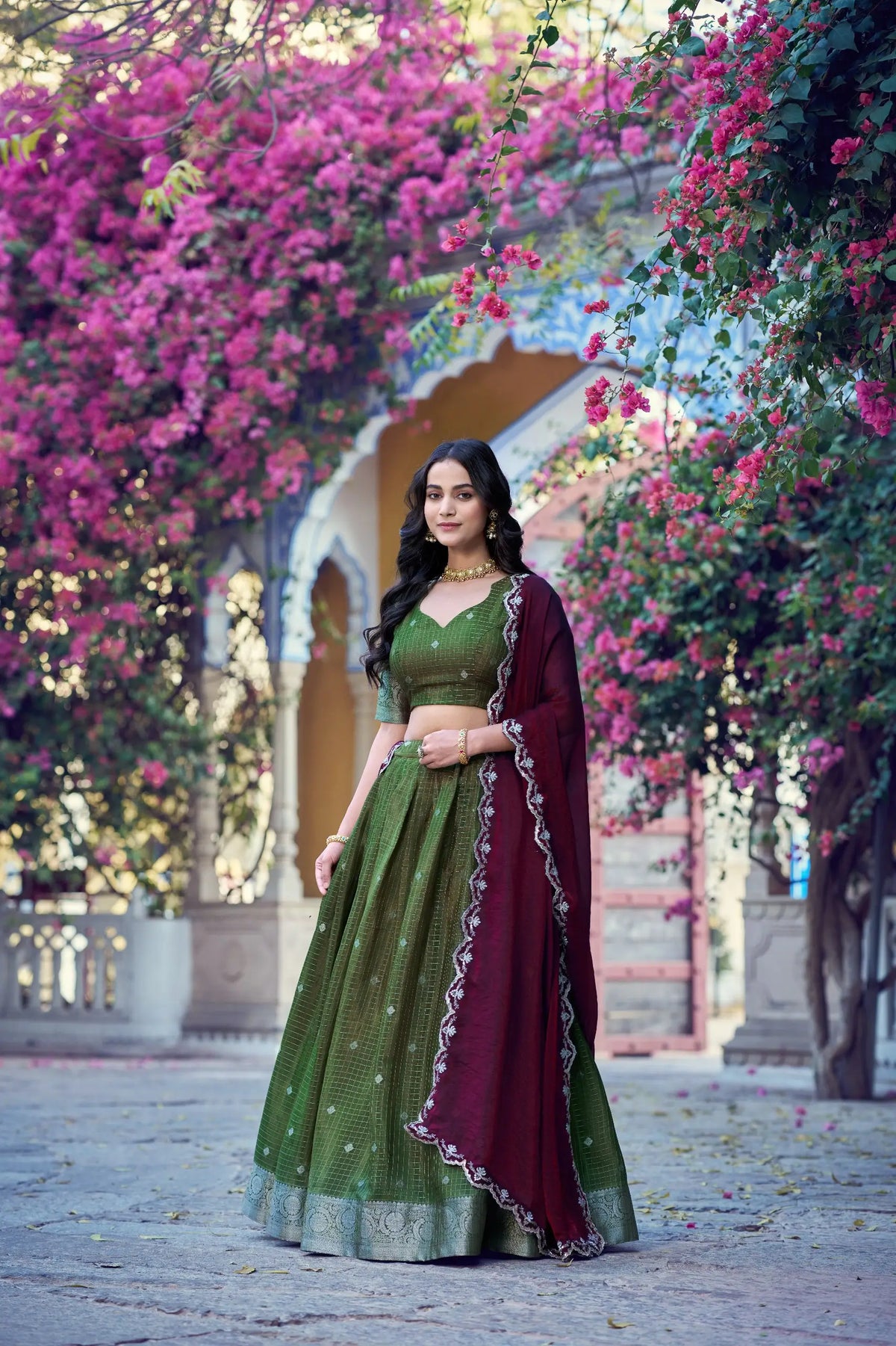 Hazel Green South indian Lehenga Choli