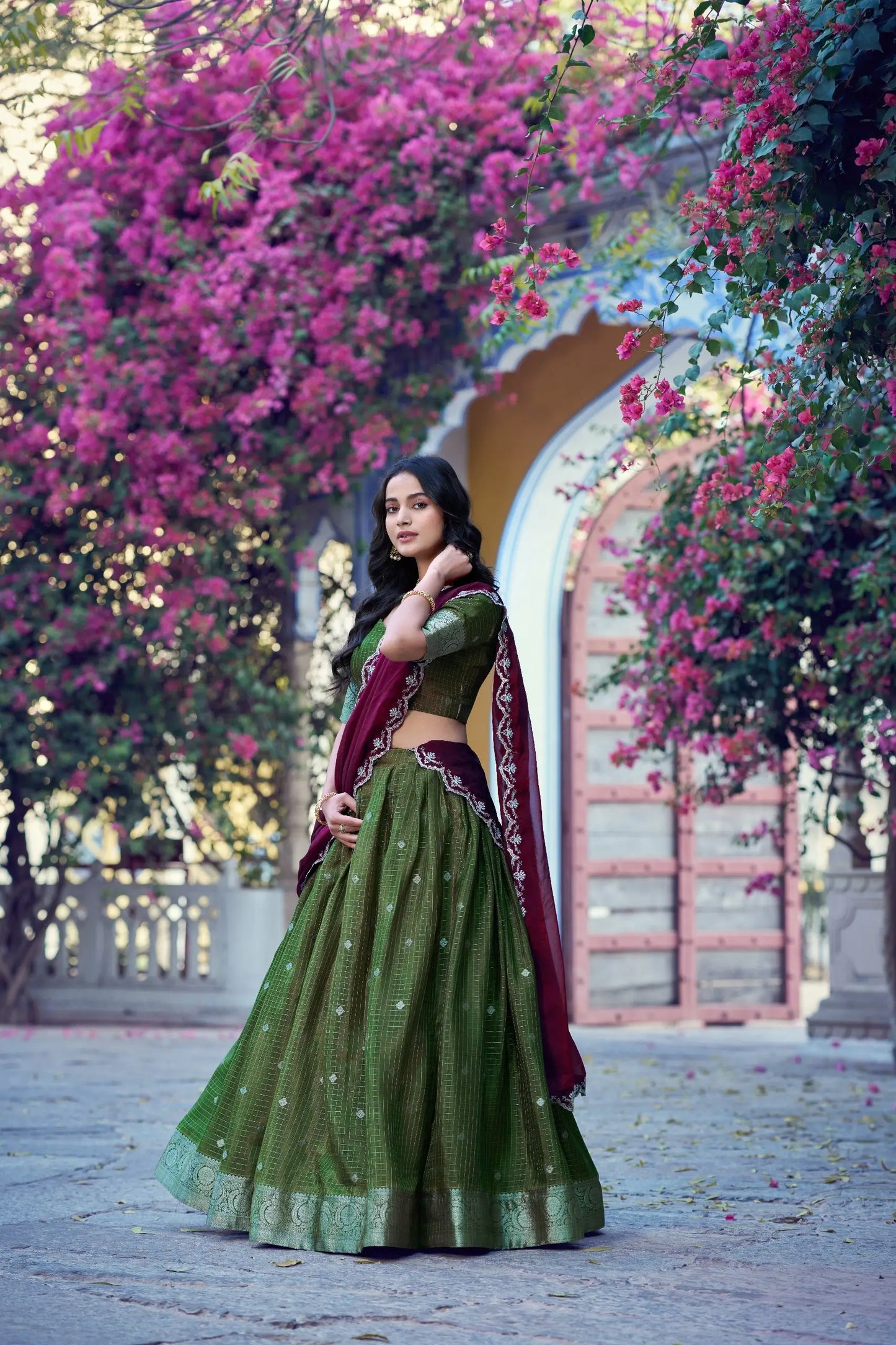 Hazel Green South indian Lehenga Choli