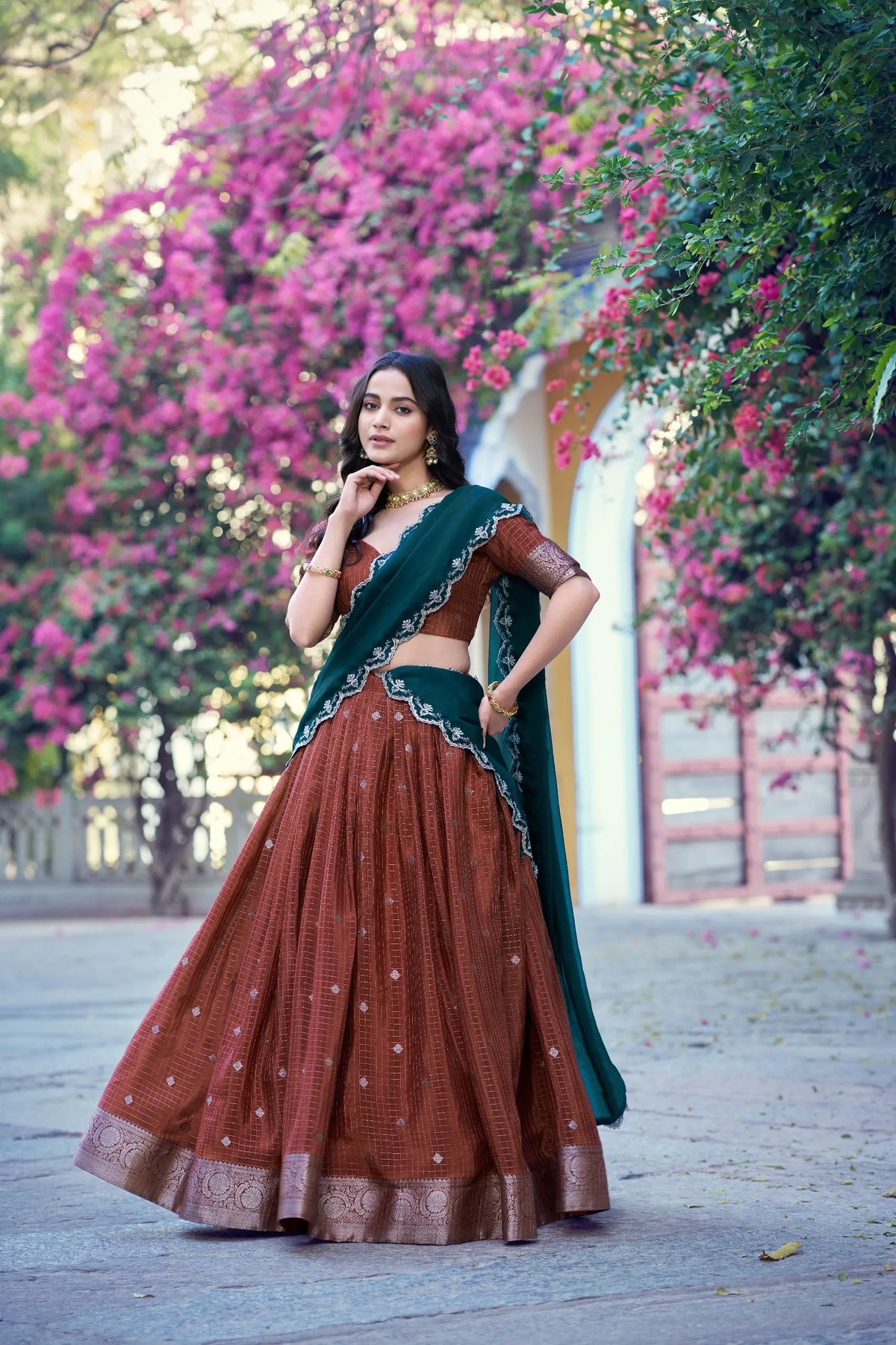 Rust Orange South indian Lehenga Choli