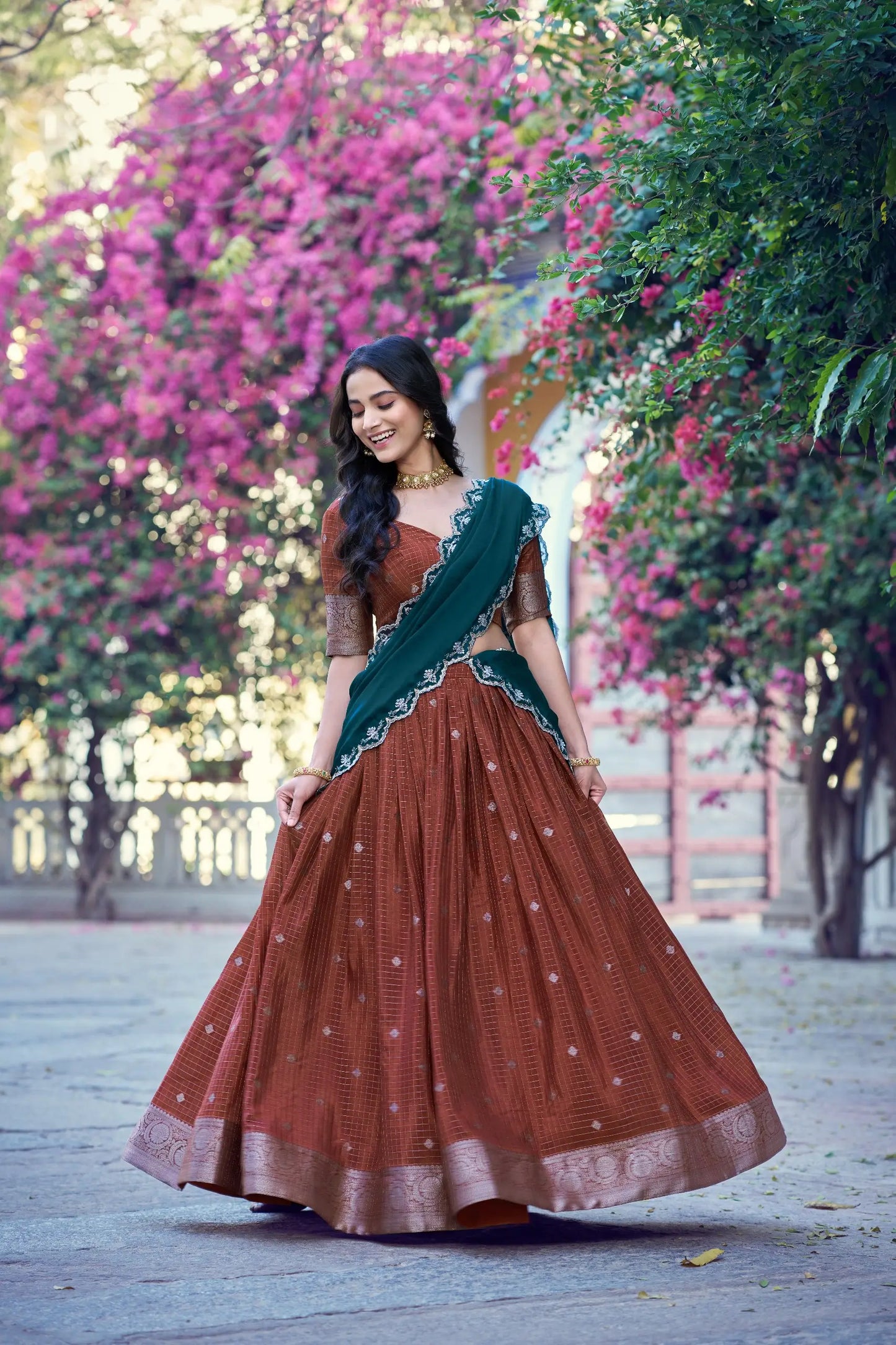 Rust Orange South indian Lehenga Choli
