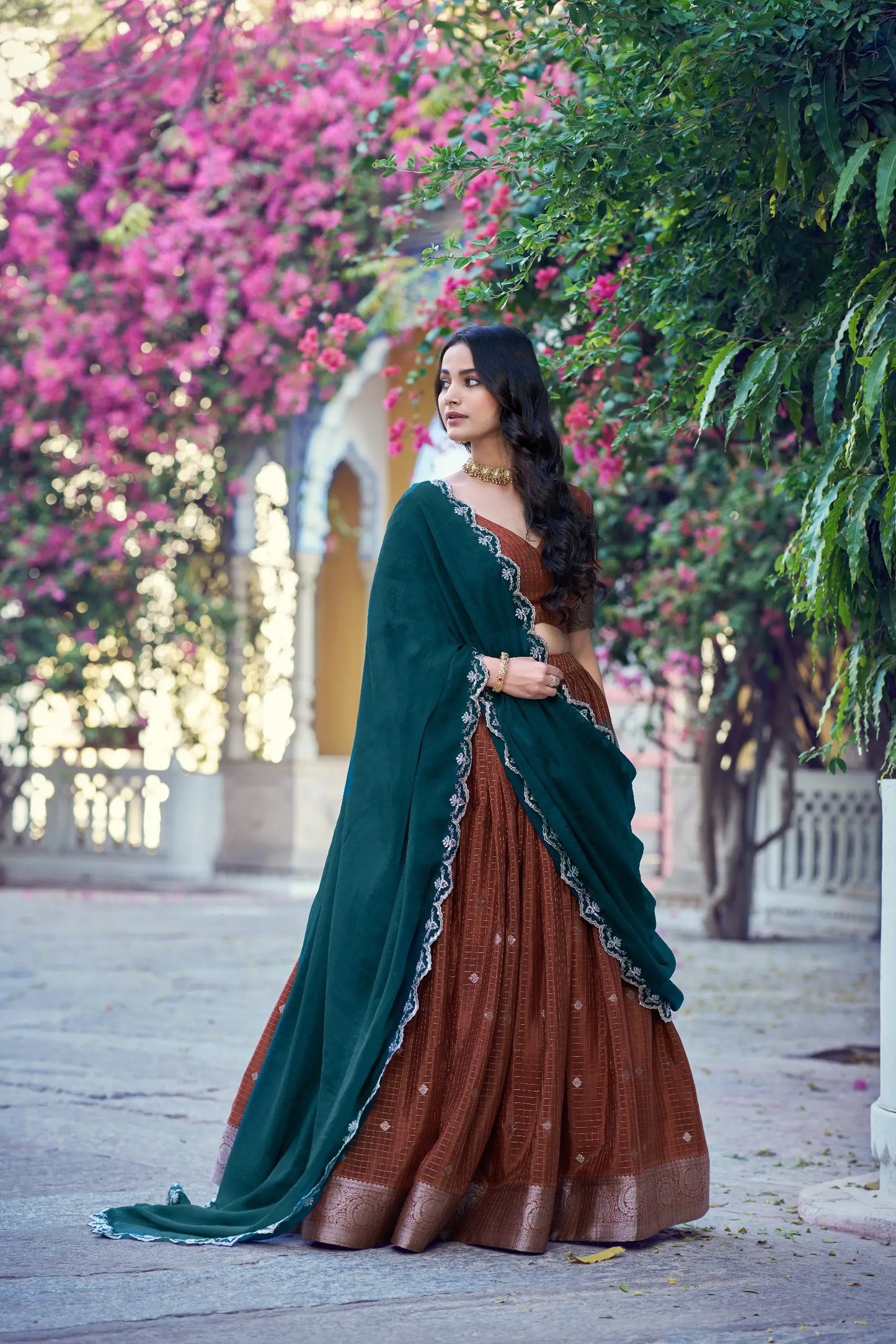 Rust Orange South indian Lehenga Choli