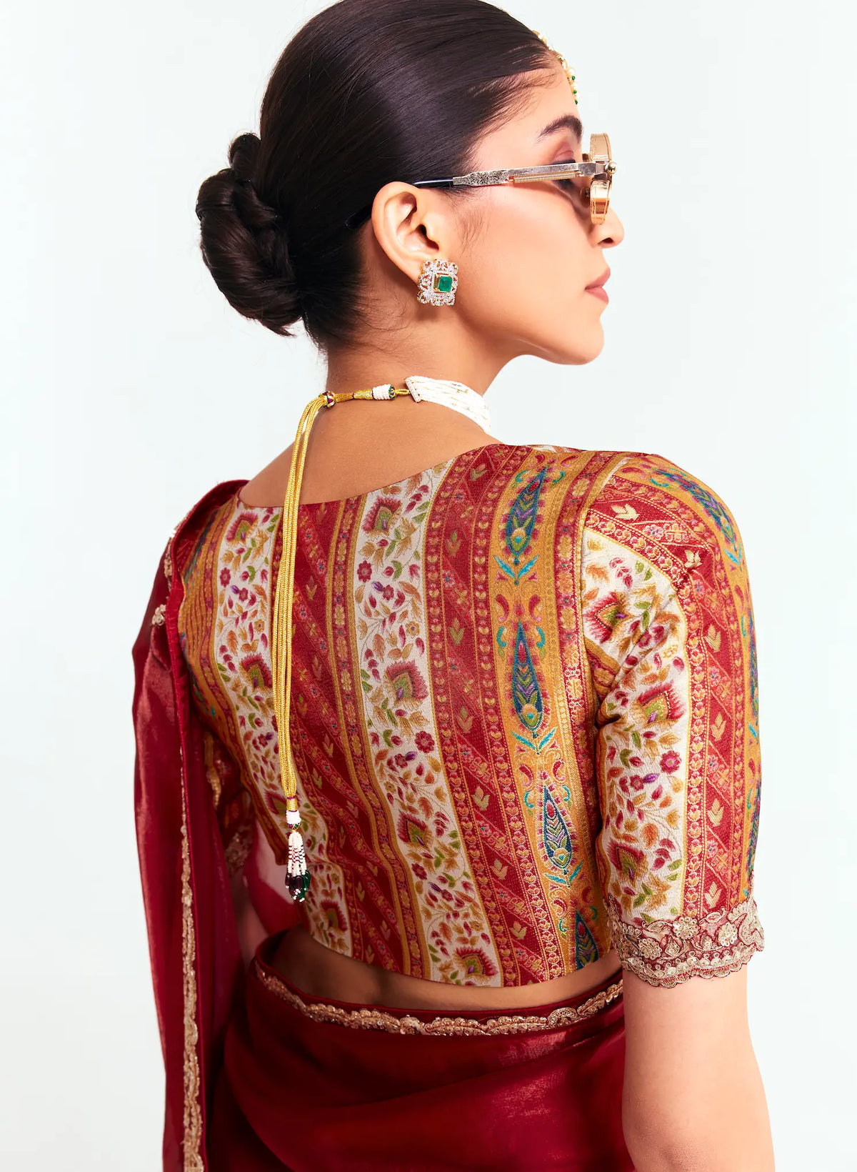 Rich Maroon Embroidered Party Wear Saree
