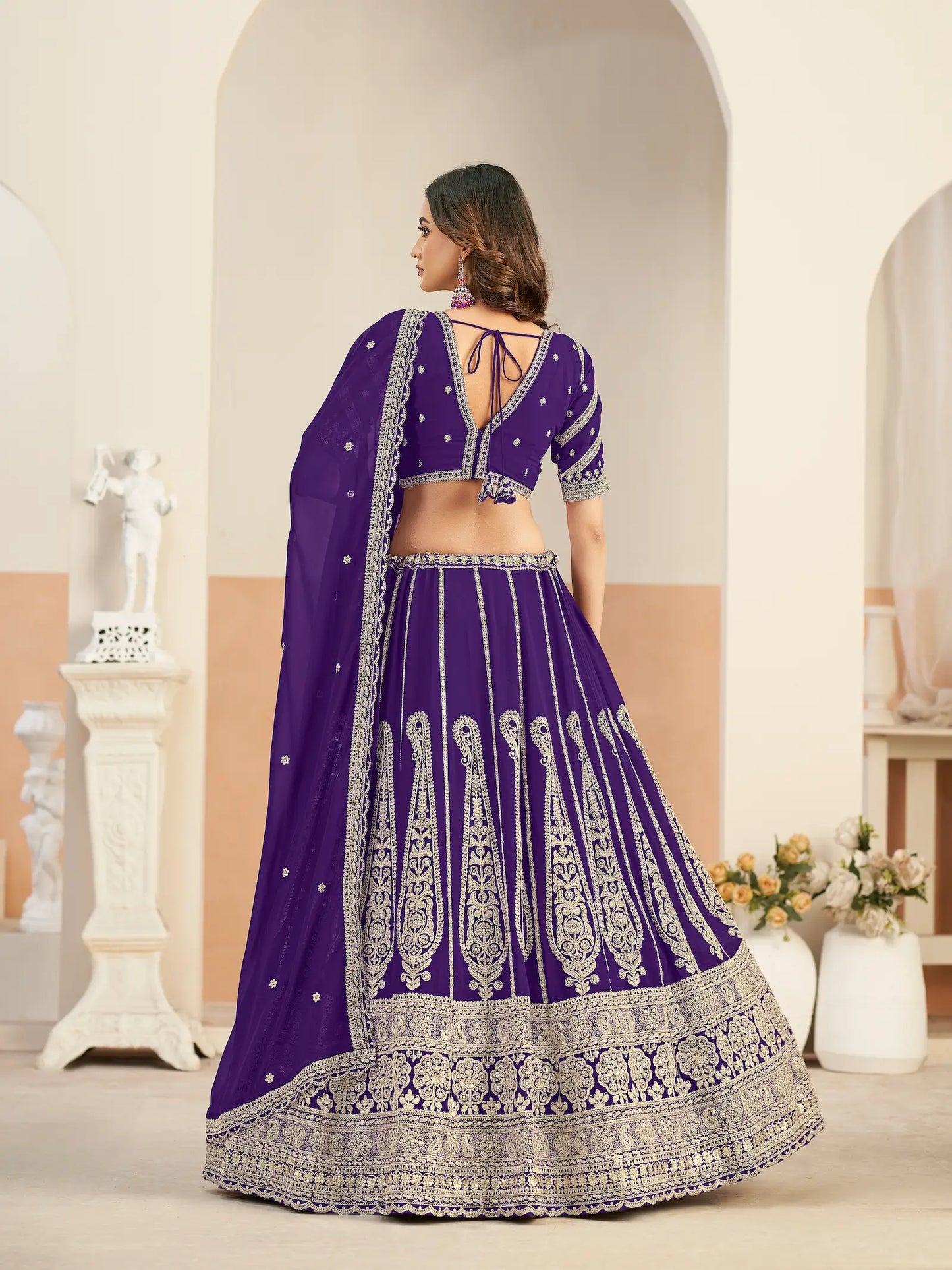 Royal Purple Georgette Embroidery Lehenga Choli