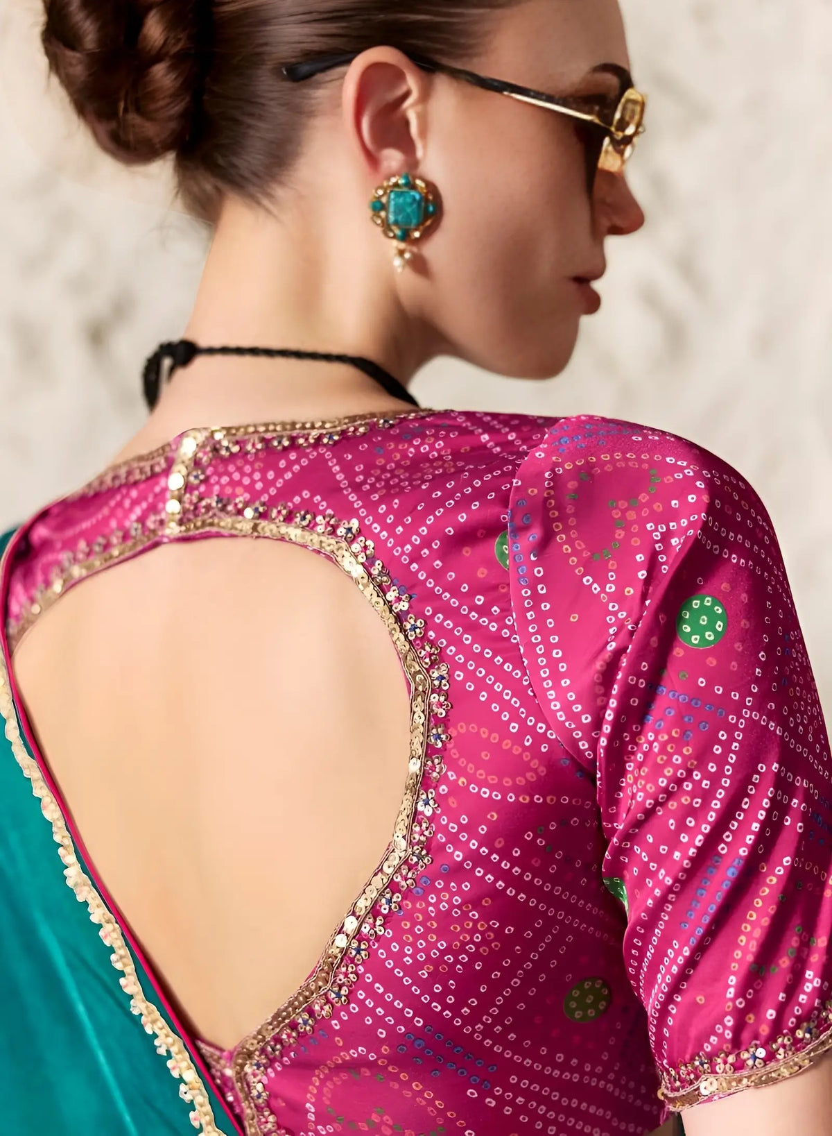 Teal Green Embroidered Party Wear Saree