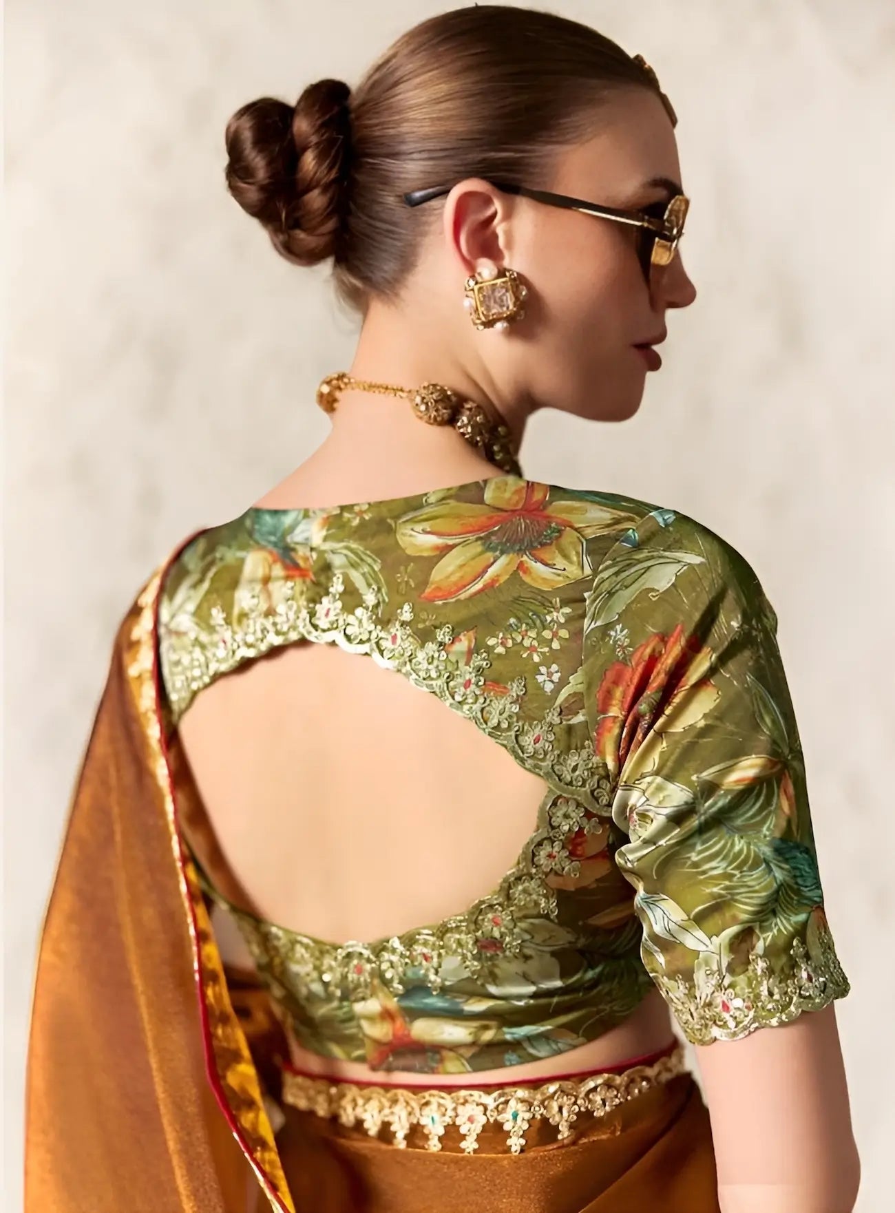Coffee Brown Embroidered Party Wear Saree