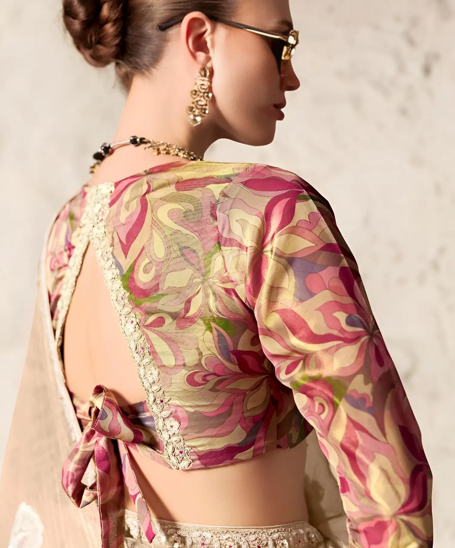 Champagne Embroidered Party Wear Saree