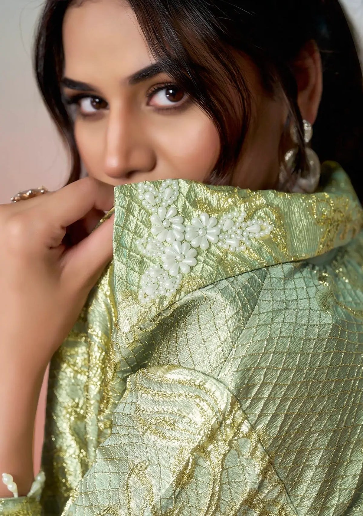 Pastel Green Ready To Wear Saree