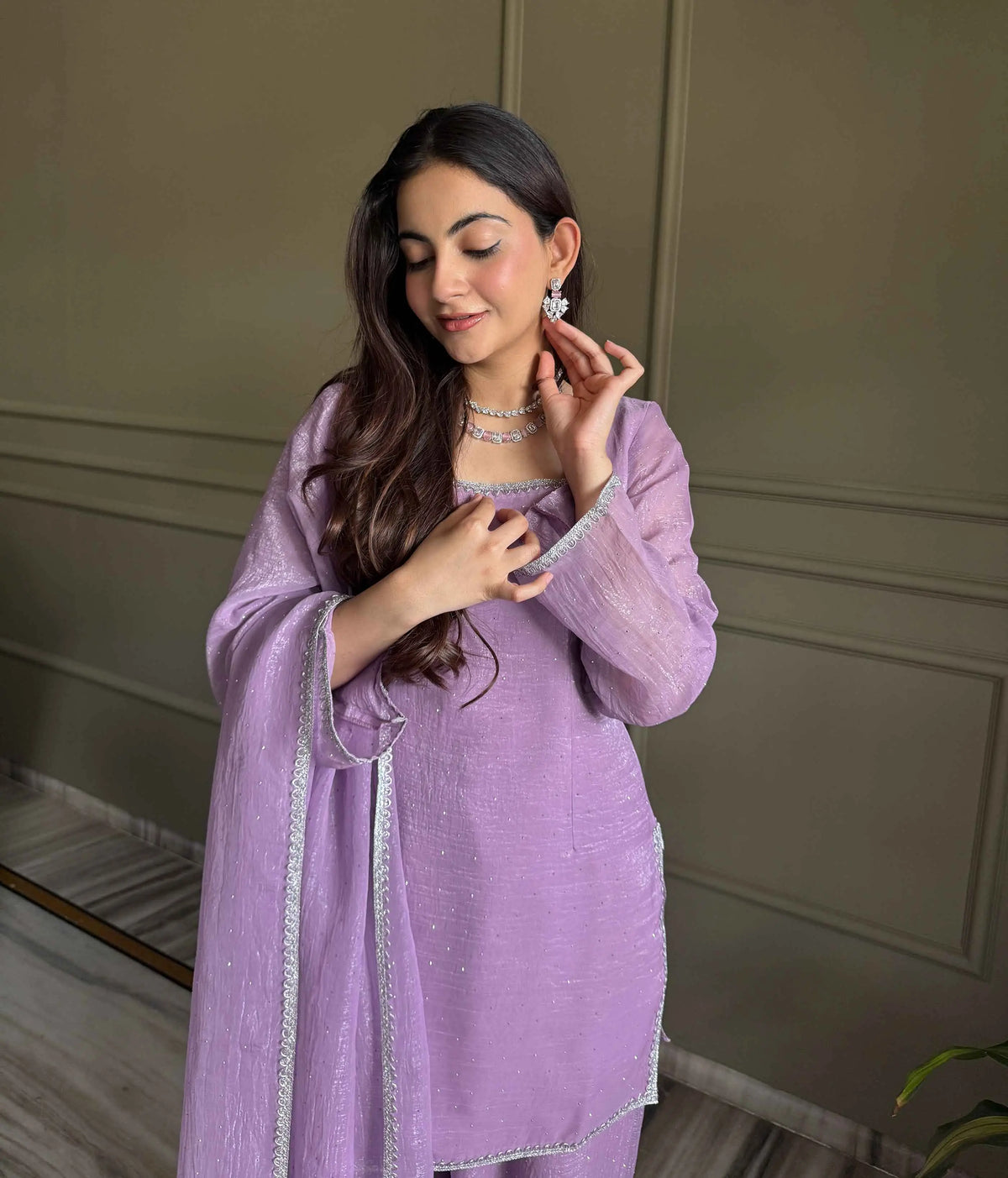 Lavender Designer Silk Salwar Suit