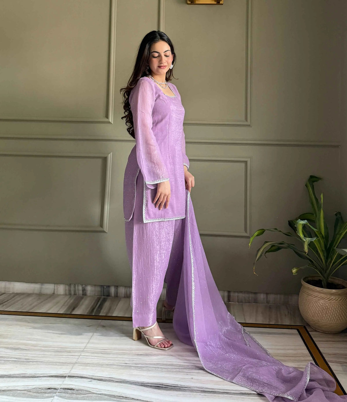 Lavender Designer Silk Salwar Suit