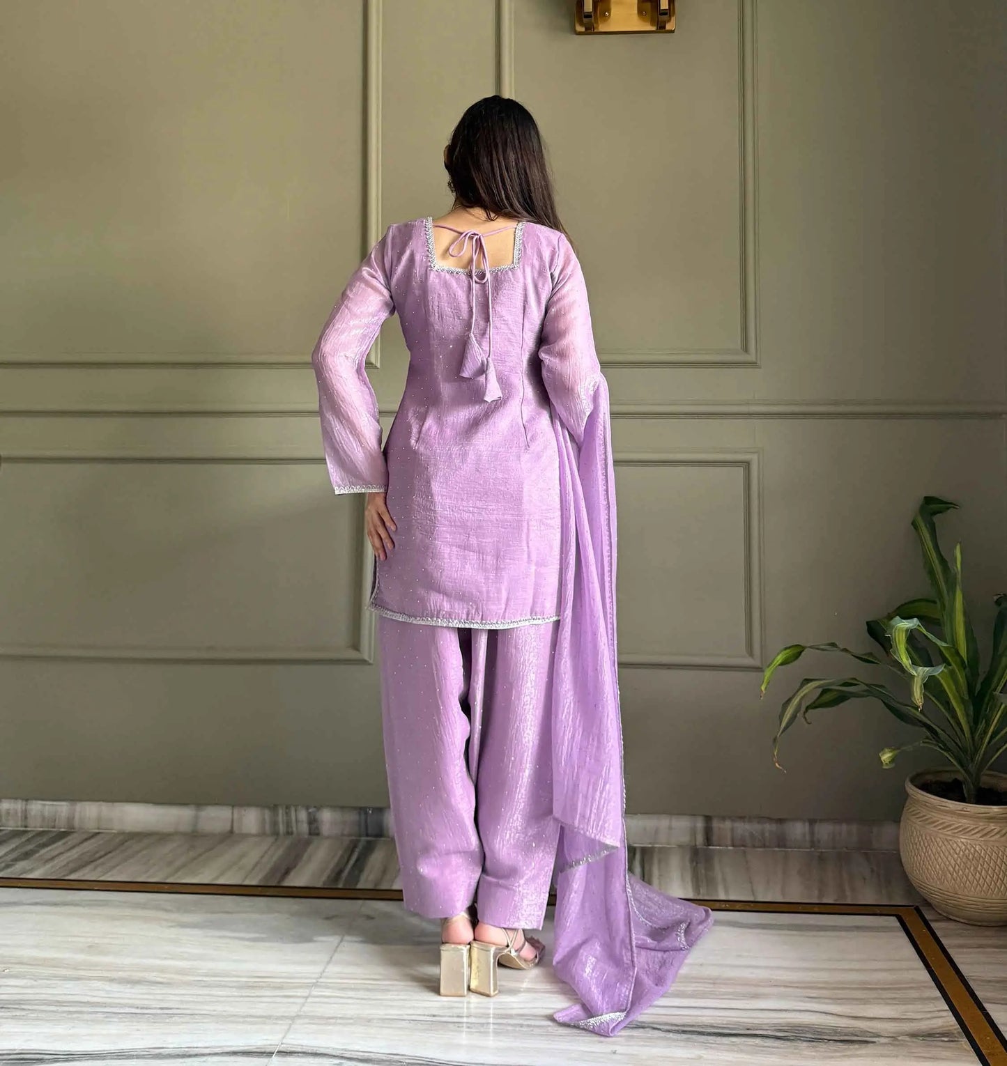 Lavender Designer Silk Salwar Suit